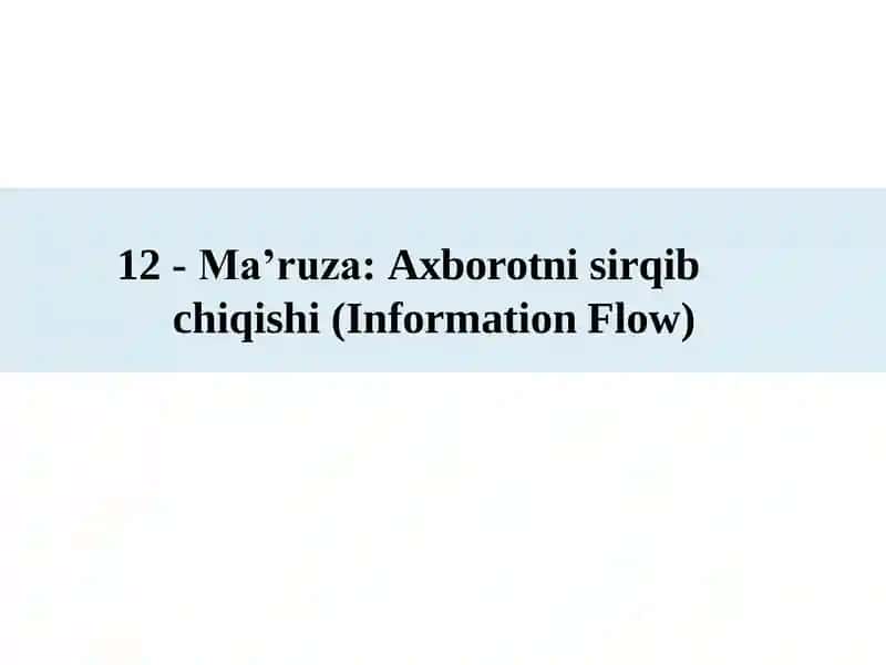 Axborotni sirqib chiqishi (Information Flow)