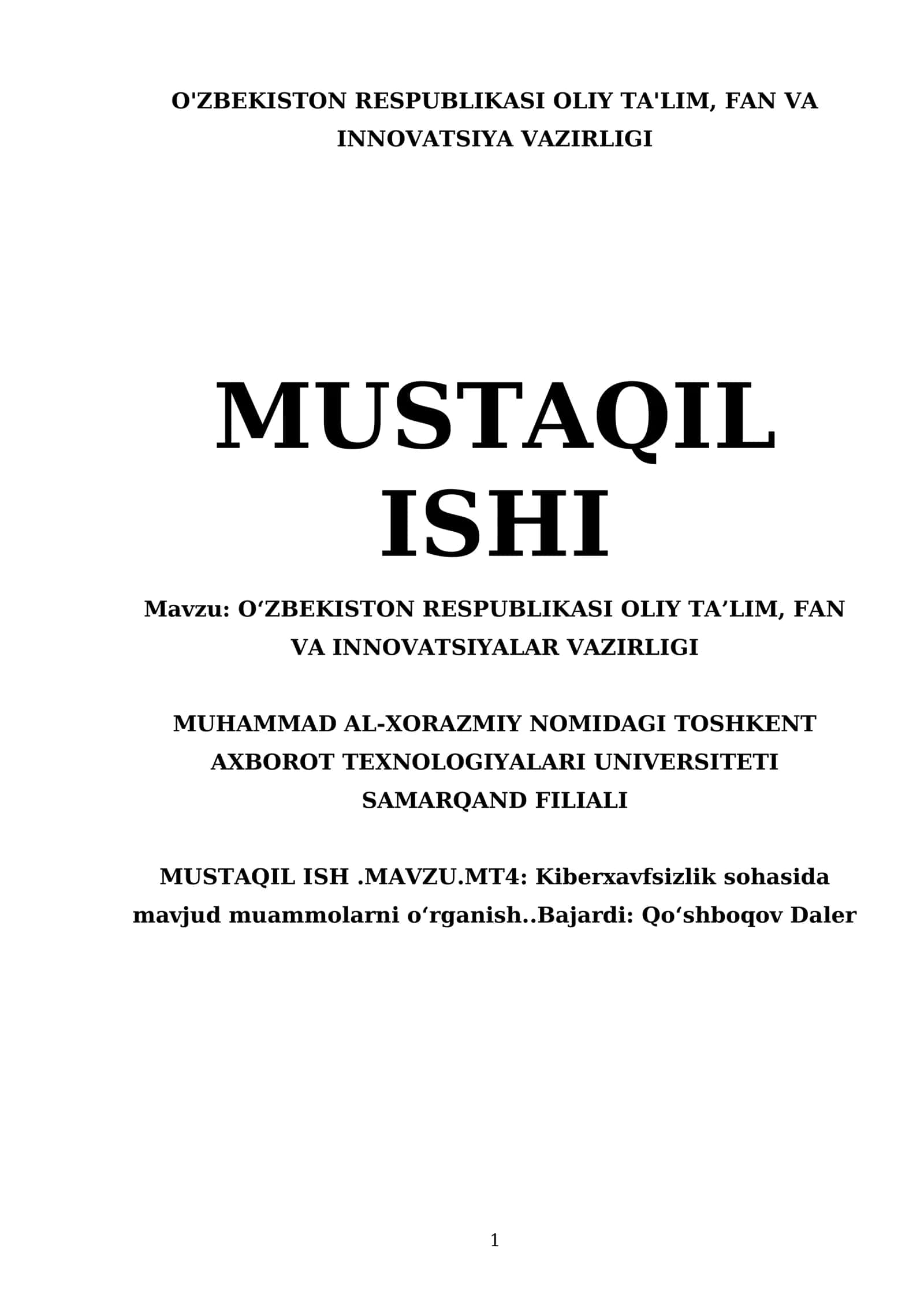 Kiberxavfsizlik sohasida mavjud muammolarni o‘rganish 1
