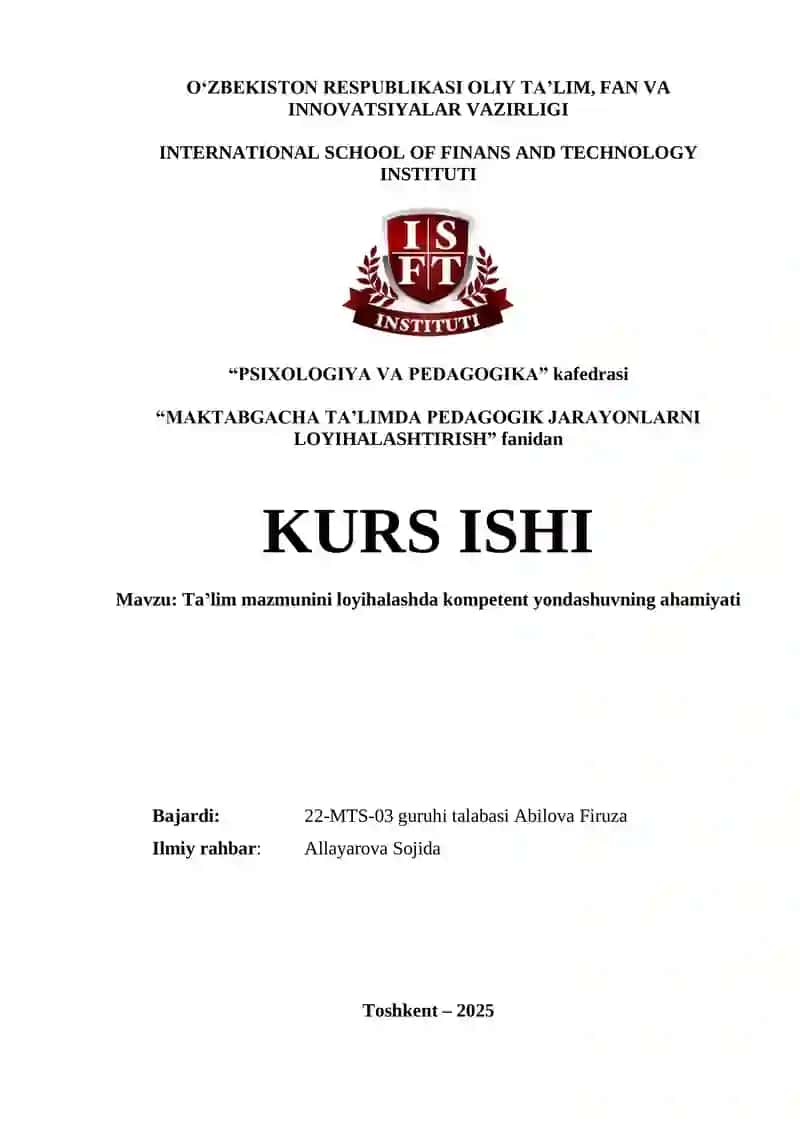 Ta’lim mazmunini loyihalashda kompetent yondashuvning ahamiyati
