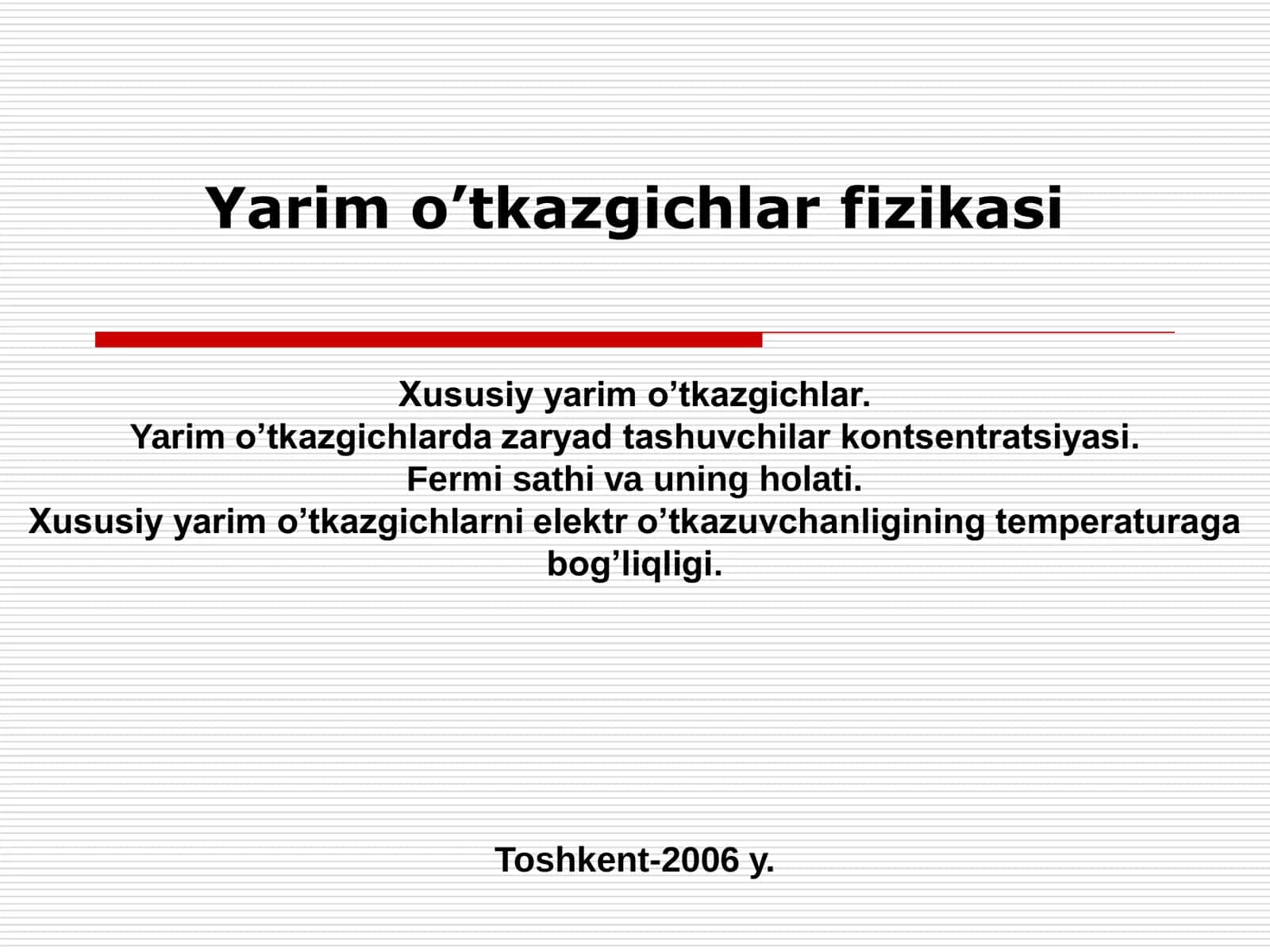 Yarim o’tkazgichlar fizikasi 1