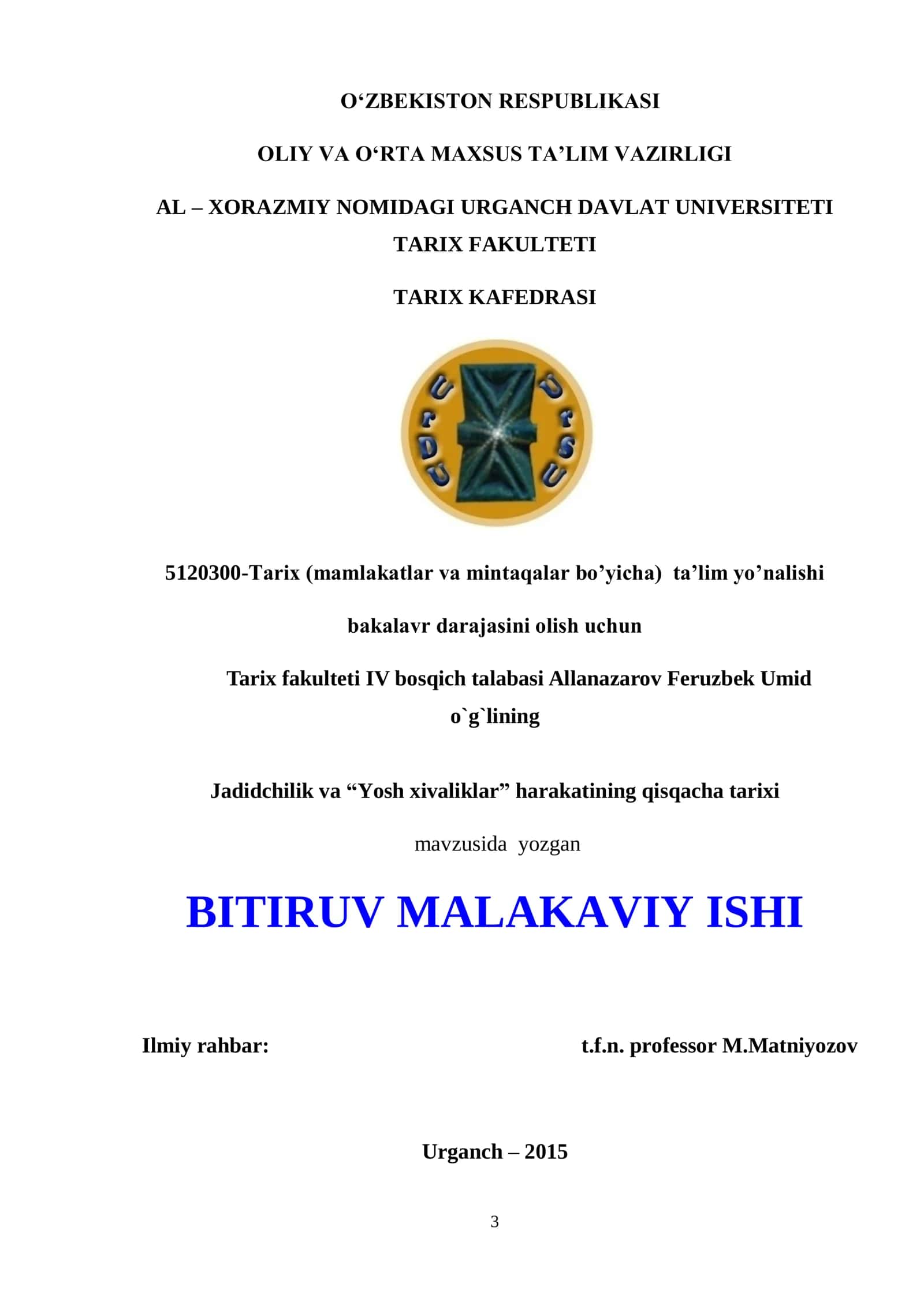 Jadidchilik va “Yosh xivaliklar” harakatining qisqacha tarixi 1