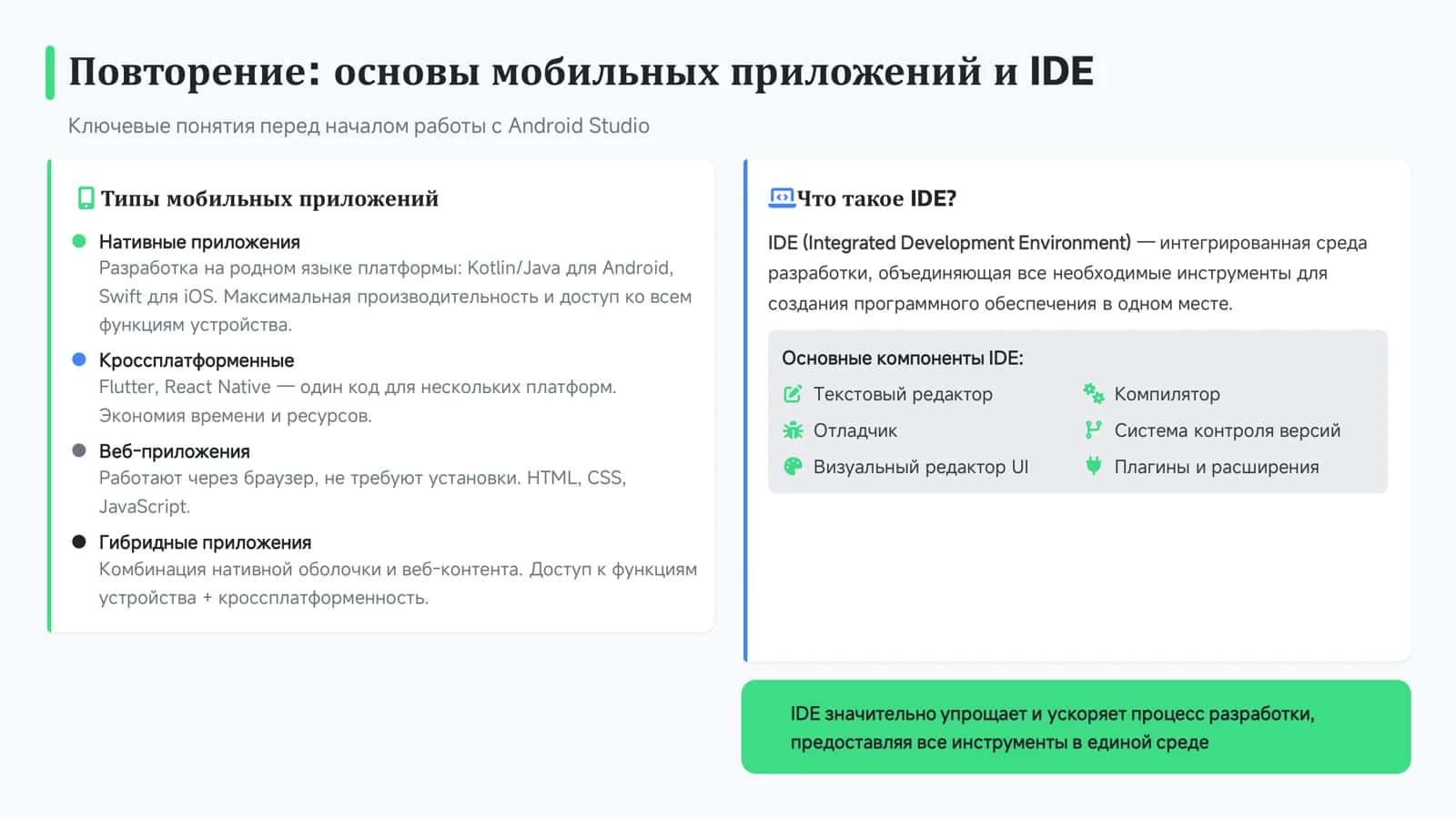 Основы мобильных приложений и IDE 1