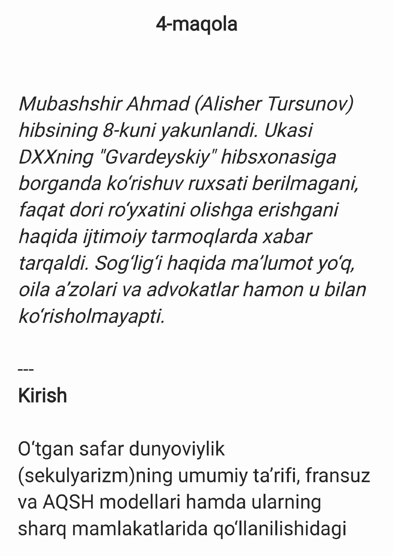 Dunyoviylik himoyasi dindorlarga qoldi 1