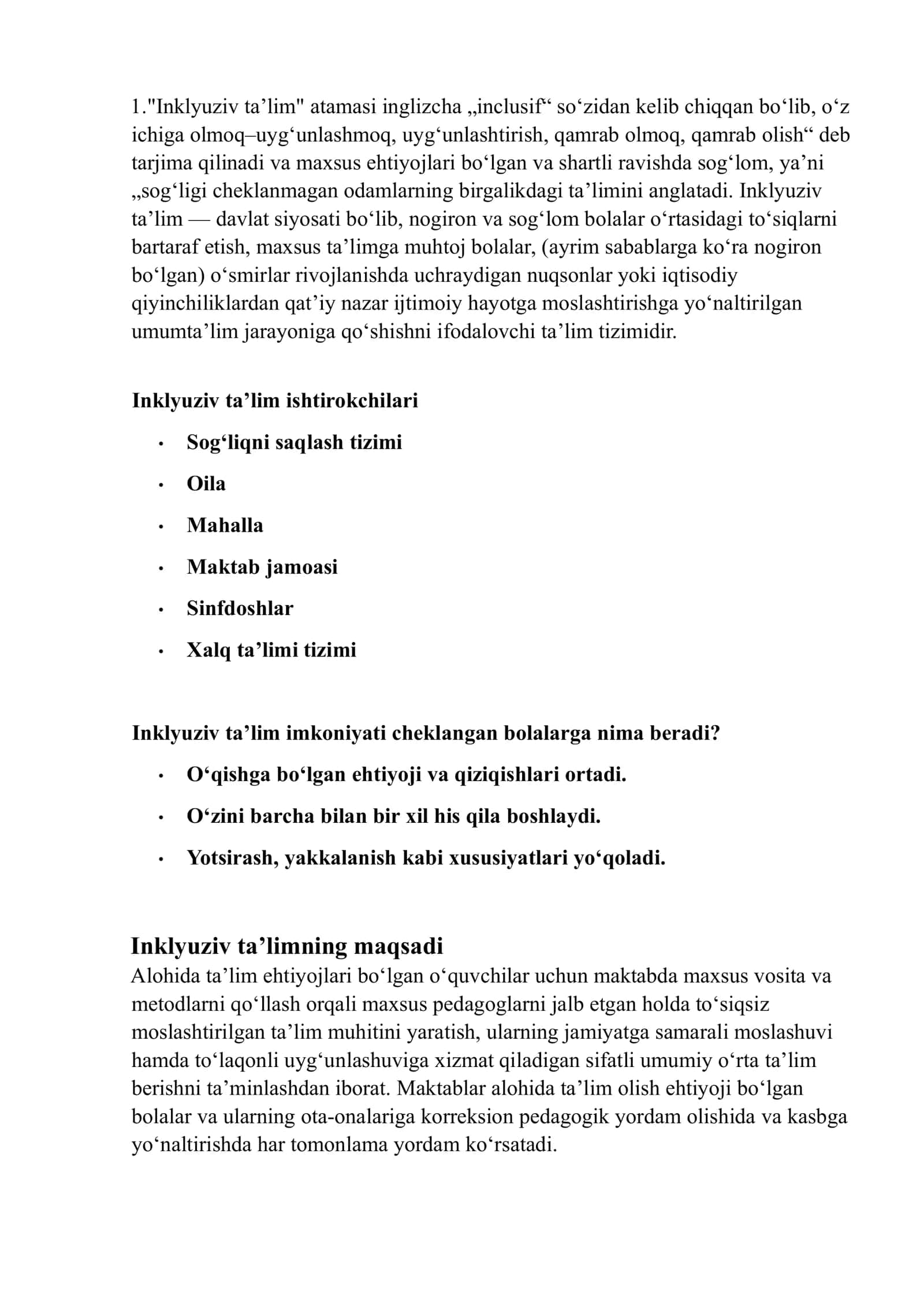 inklyuziv talim haqida ma'lumotlar 1