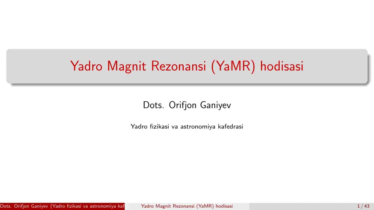 Yadro Magnit Rezonansi (YaMR) hodisasi 1