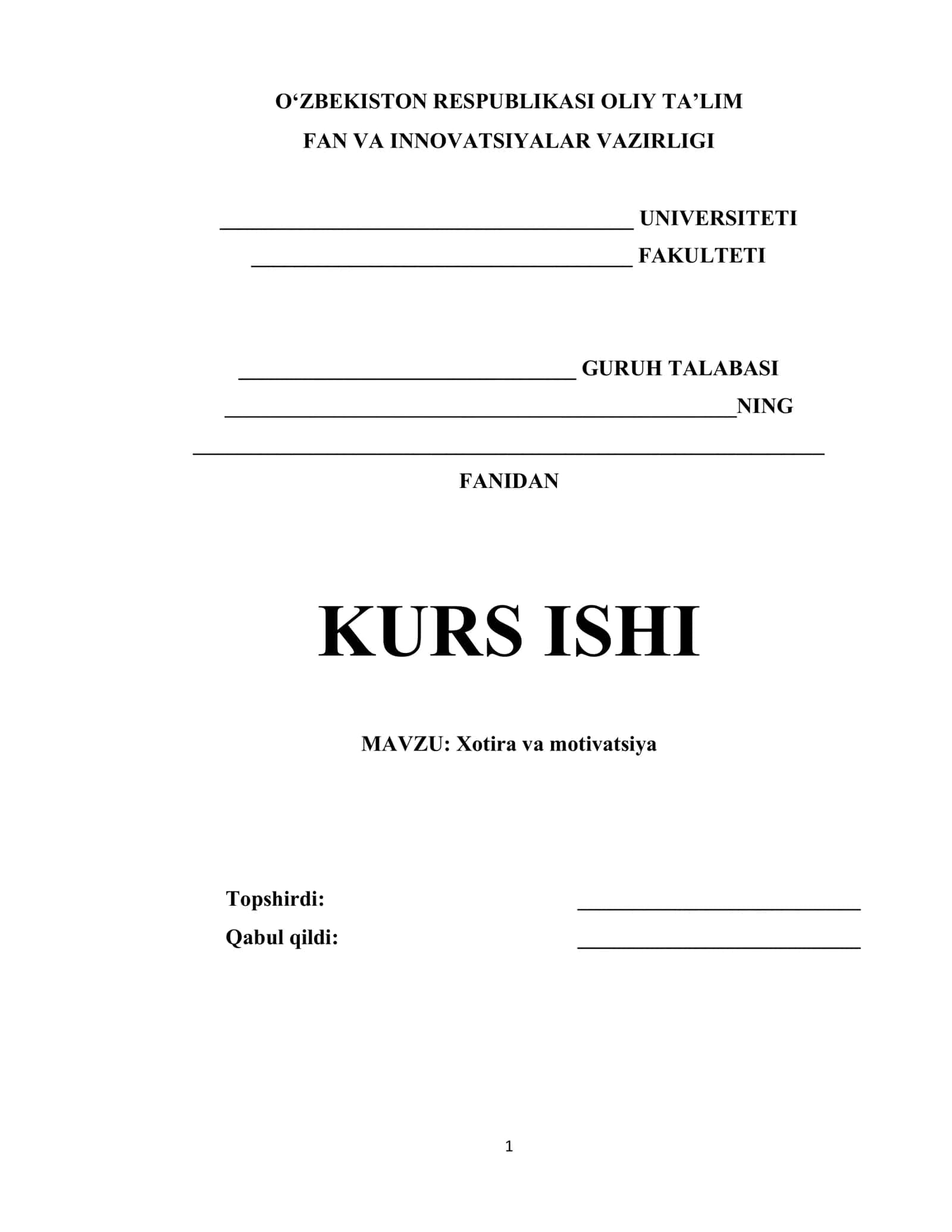 Xotira va motivatsiya 1