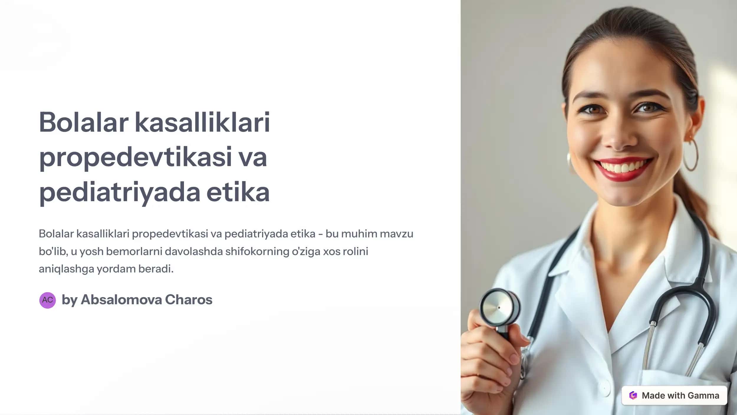 Bolalar kasalliklari propedevtikasi va pediatriyada etika 1