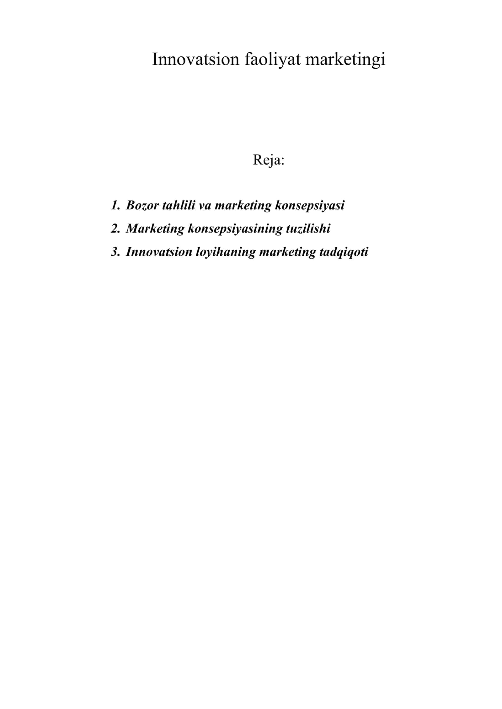 Innovatsion faoliyat marketingi 1