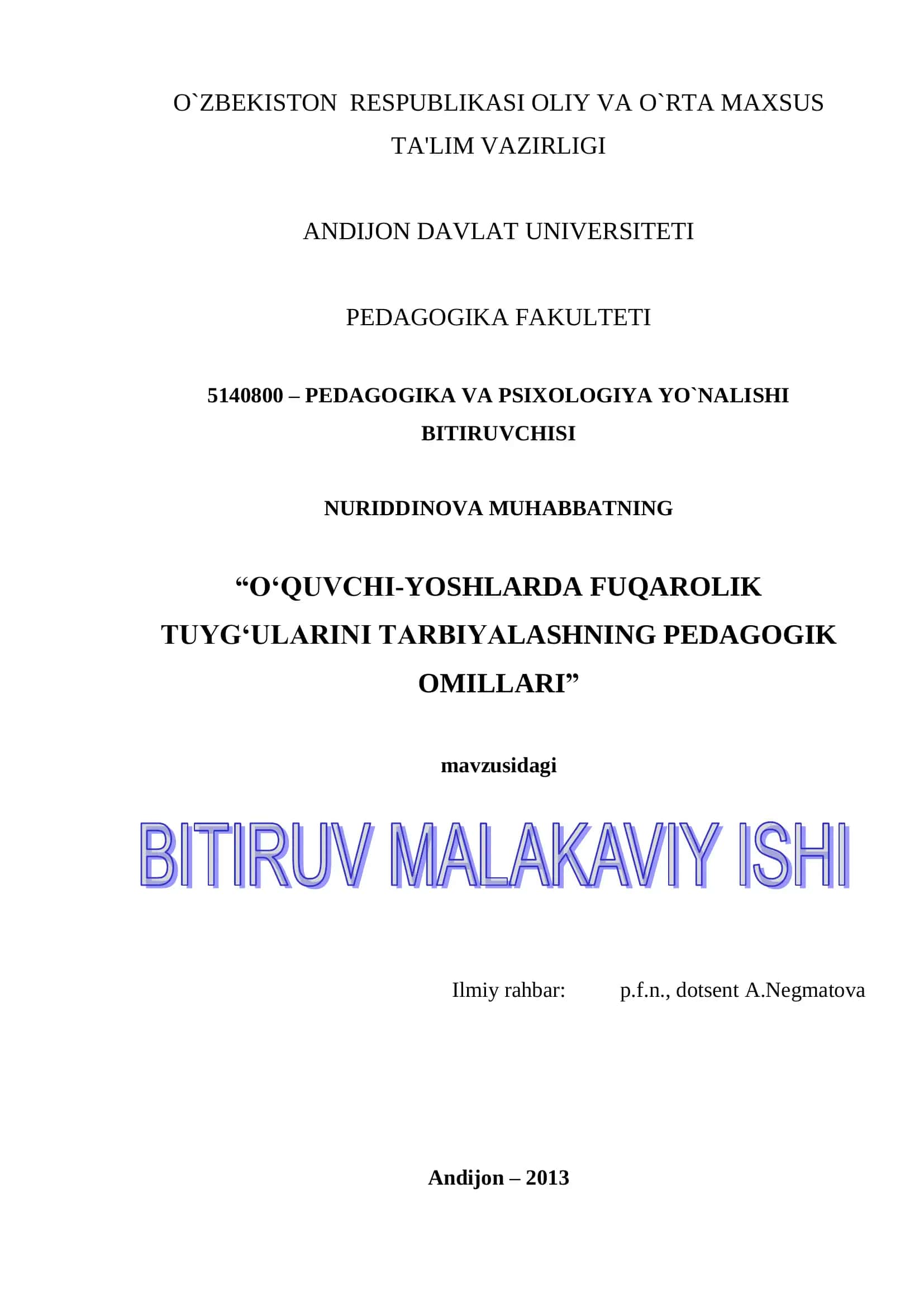 O‘QUVCHI-YOSHLARDA FUQAROLIK TUYG‘ULARINI TARBIYALASHNING PEDAGOGIK OMILLARI 1