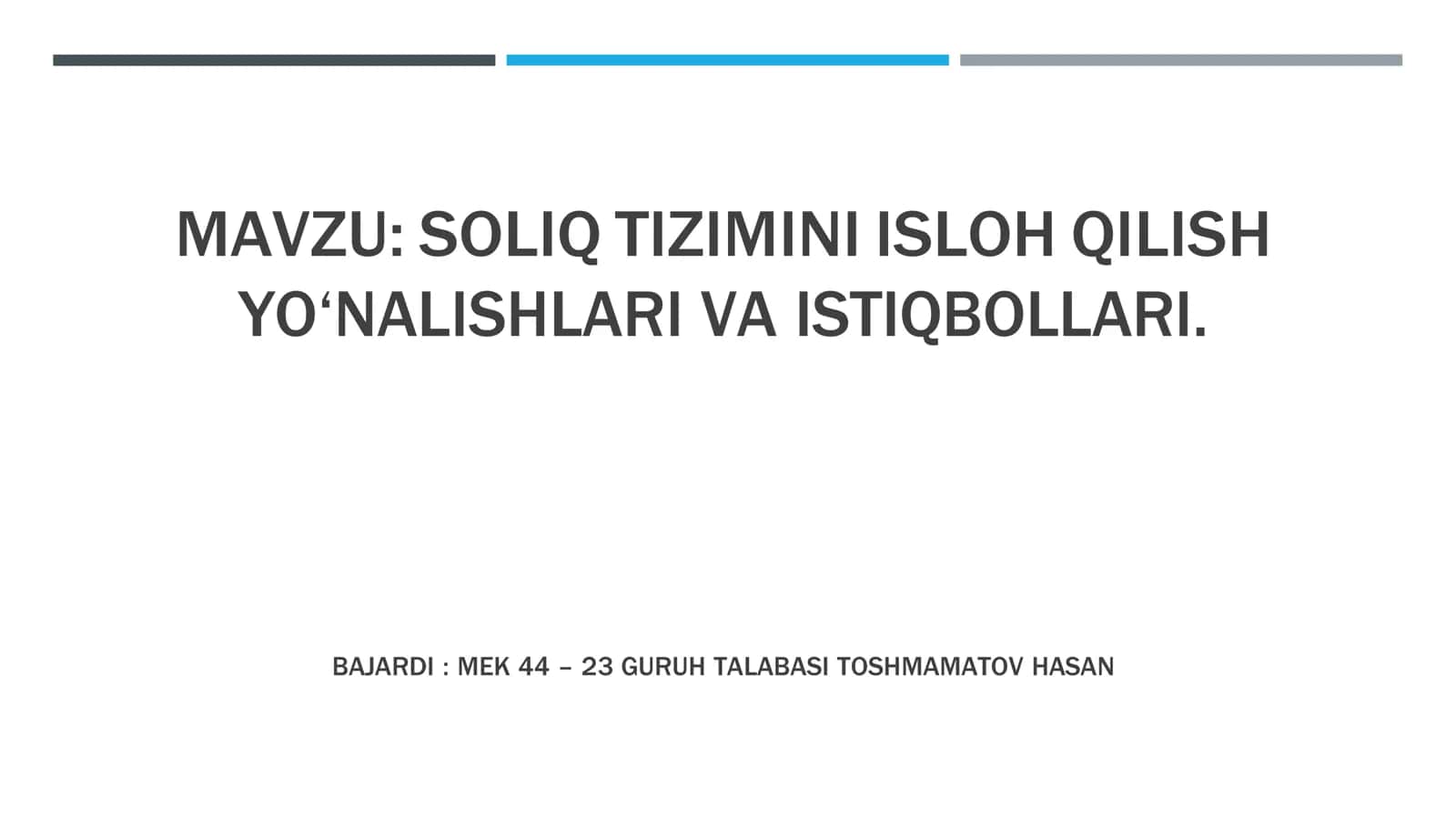 SOLIQ TIZIMINI ISLOH QILISH YO‘NALISHLARI VA ISTIQBOLLARI 1