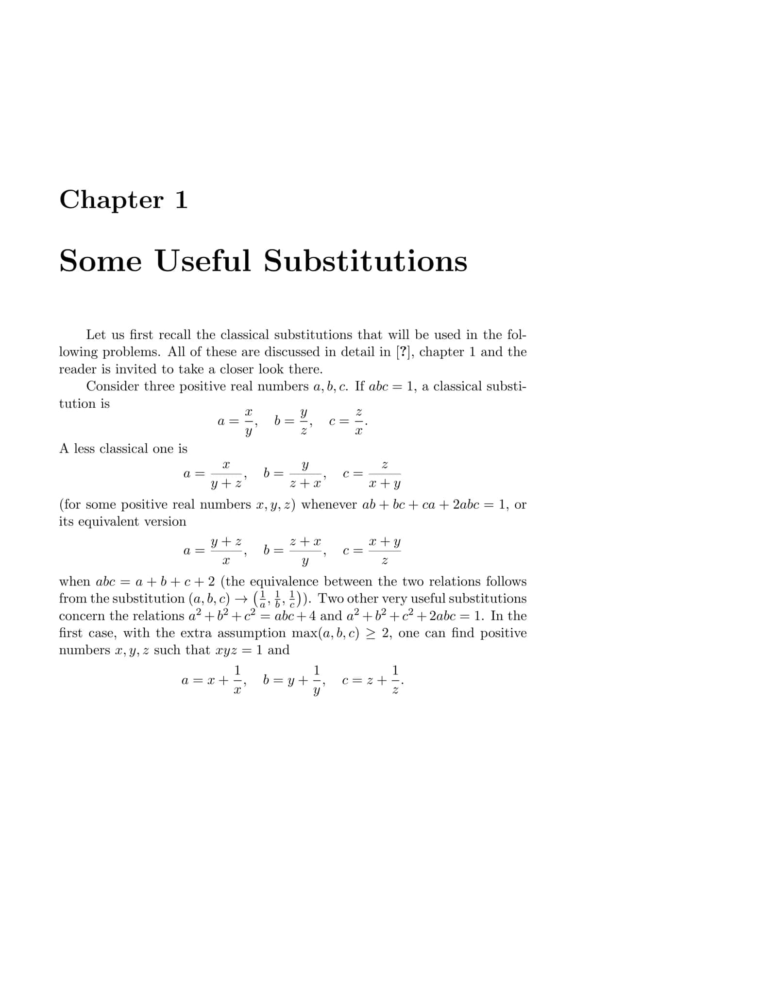 Some Useful Substitutions 1
