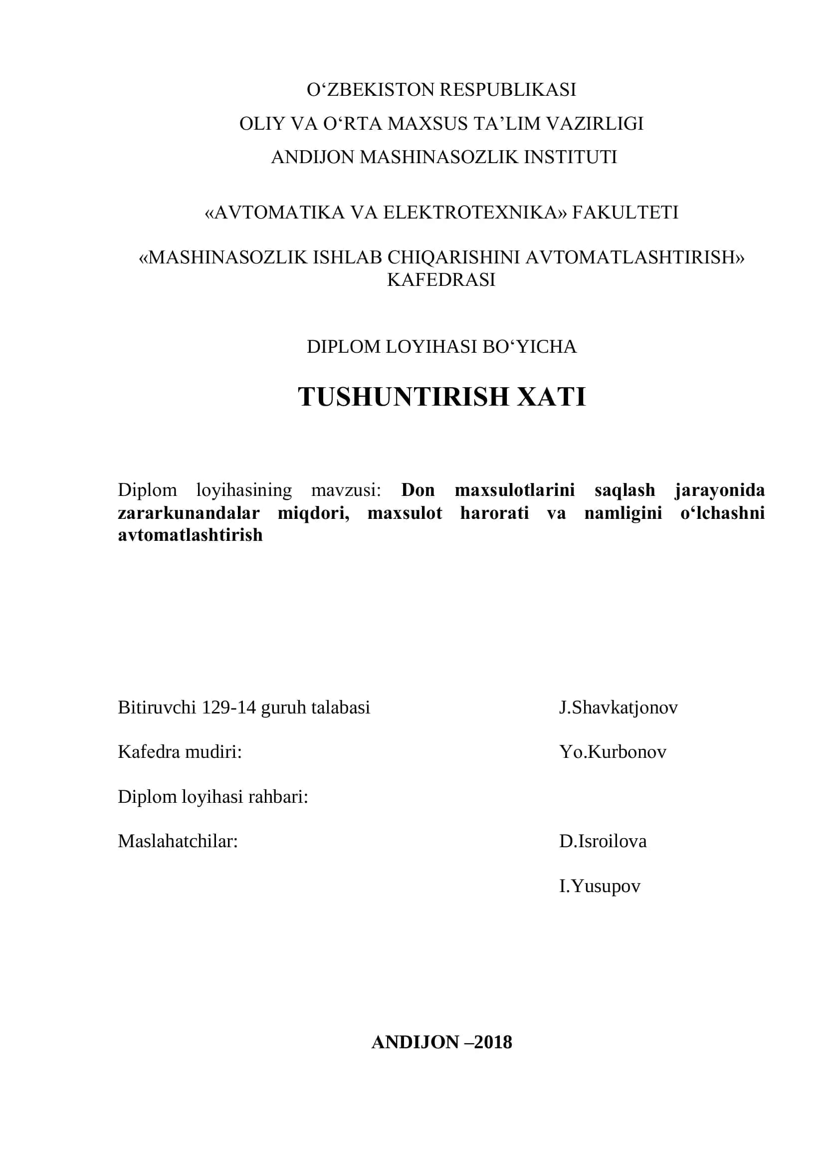 Dоn mахsulоtlаrini sаqlаsh jаrаyonidа zаrаrkunаndаlаr 1