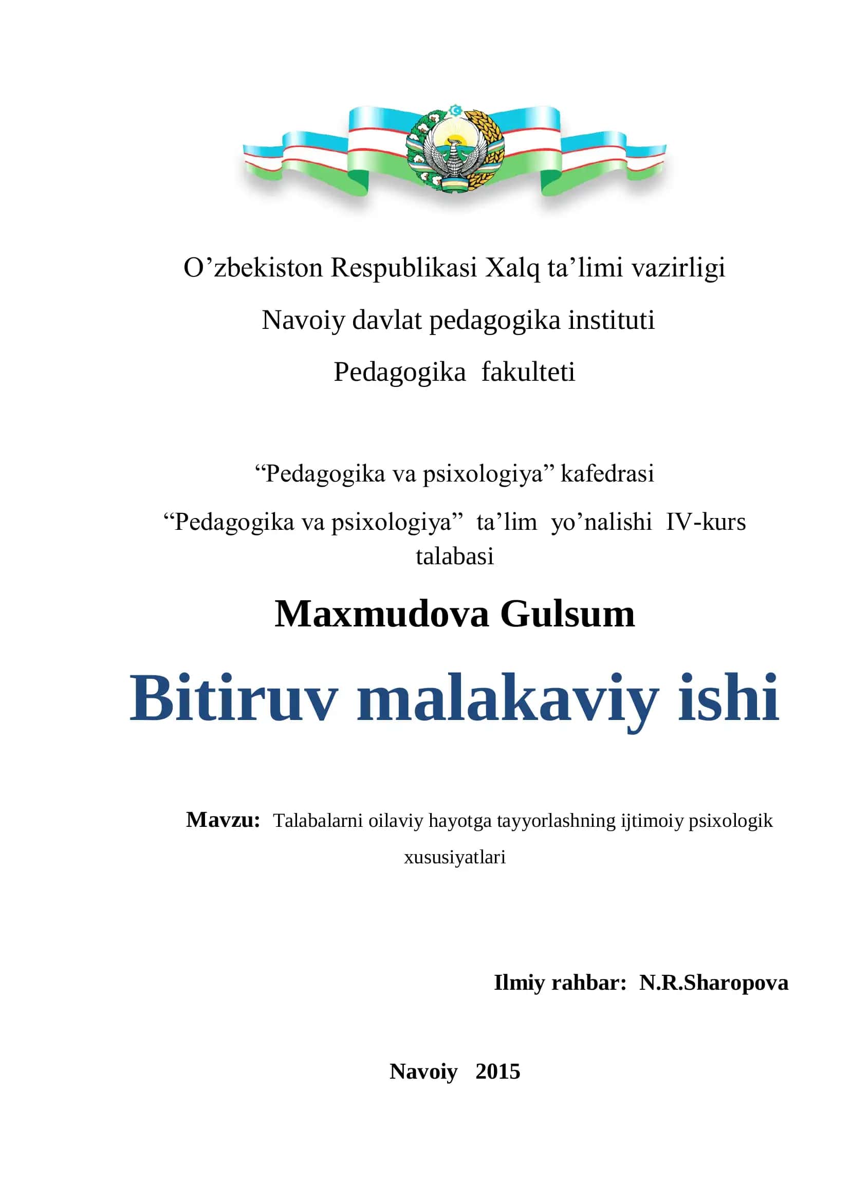 Talabalarni oilaviy hayotga tayyorlashning ijtimoiy psixologik xususiyatlari 1