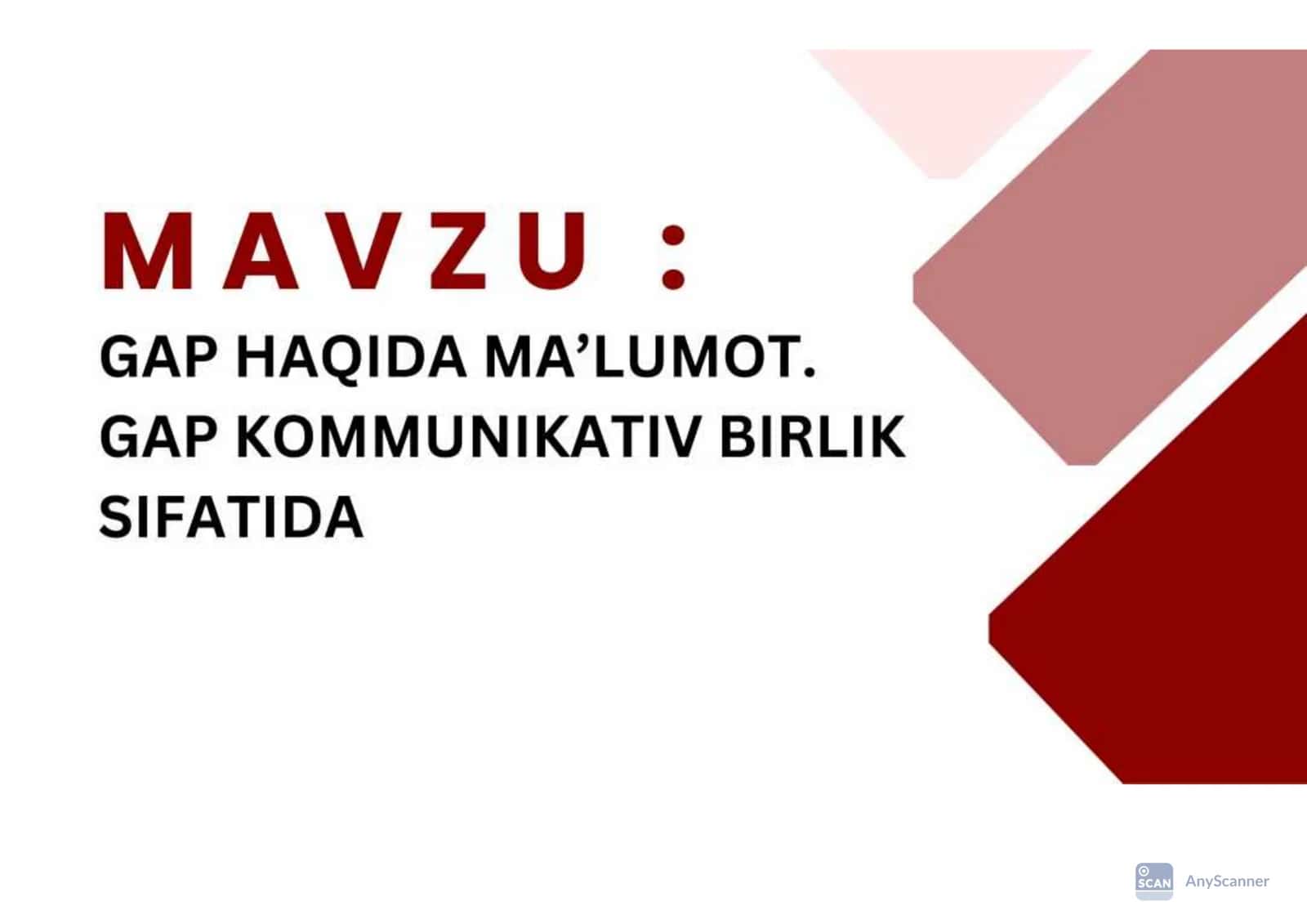 Gap haqida umumiy maʼlumot. Gap kommunikativ birlik sifatida 1