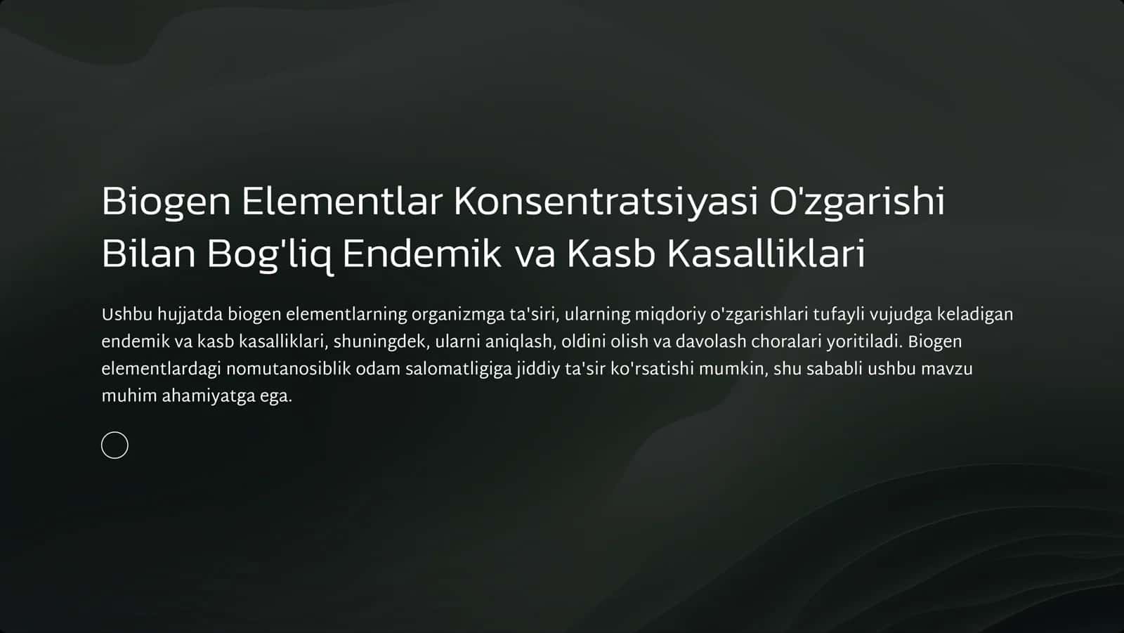 Biogen Elementlar Konsentratsiyasi O'zgarishi Bilan Bog'liq Endemik va Kasb Kasalliklari 1