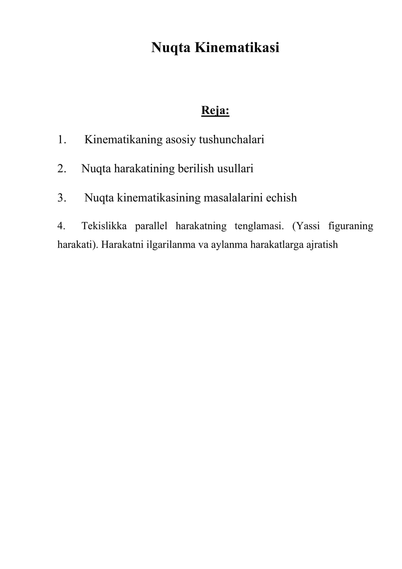 Nuqtа Kinеmаtikаsi 1