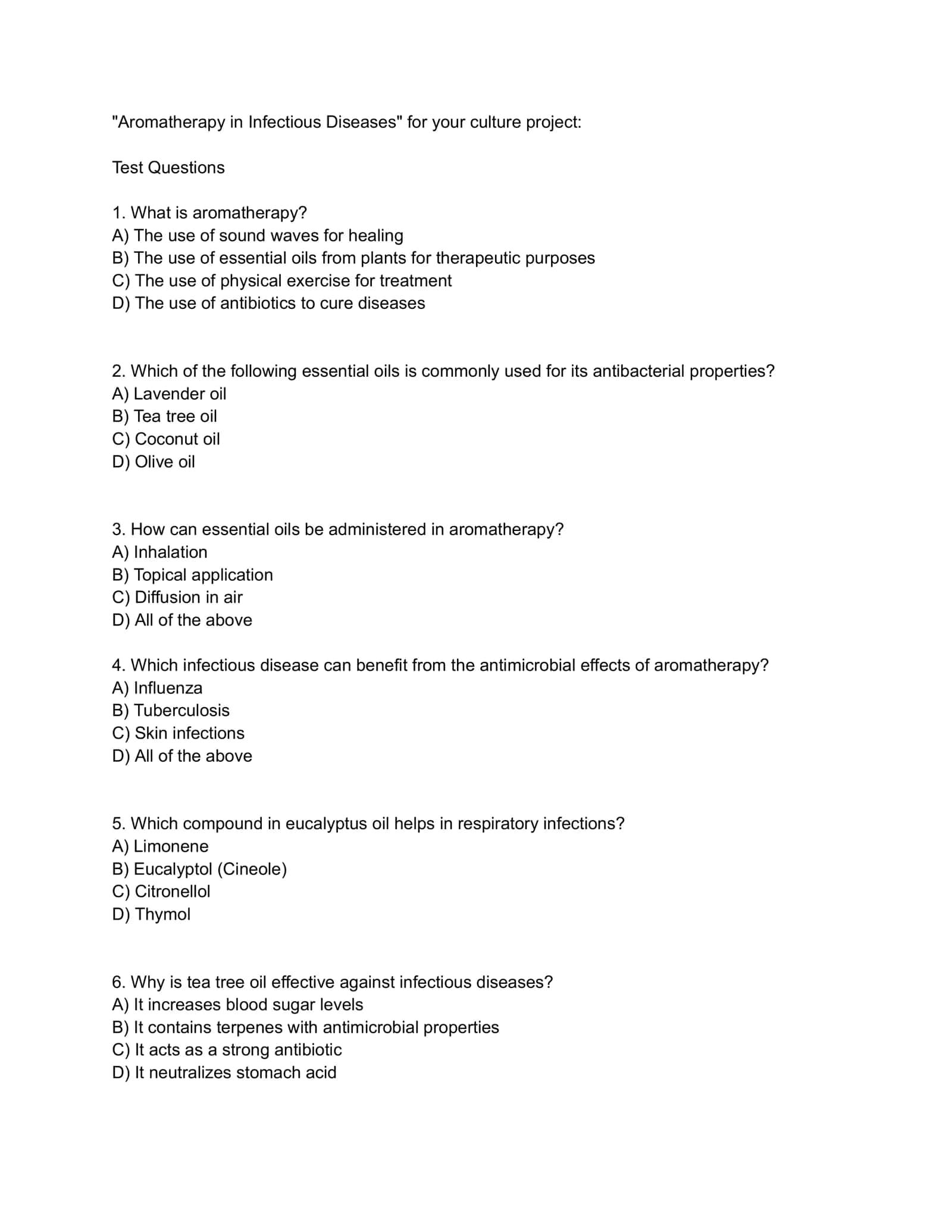 Aromatherapy in Infectious Diseases 1