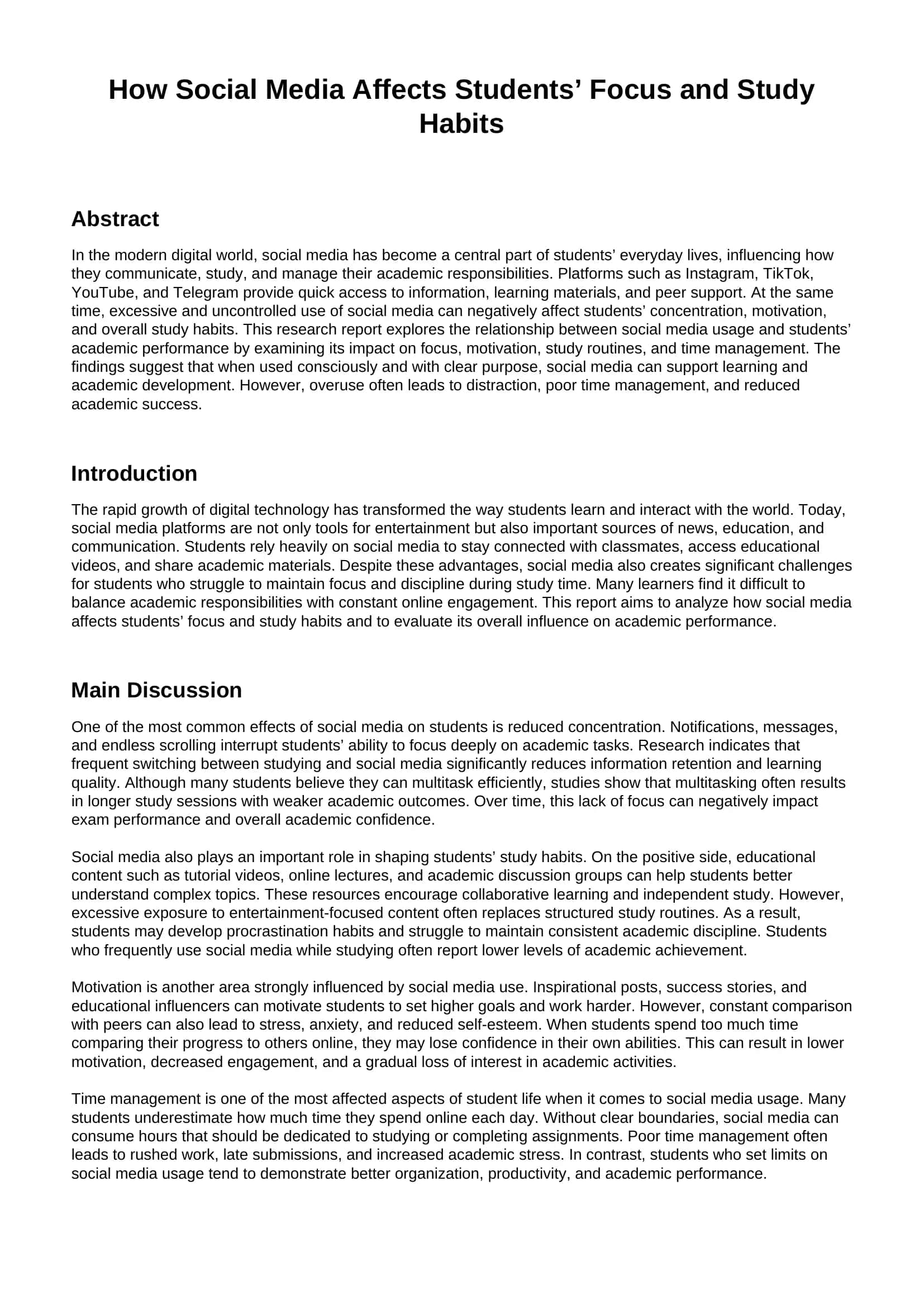 How Social Media Affects Students’ Focus and Study Habits 1