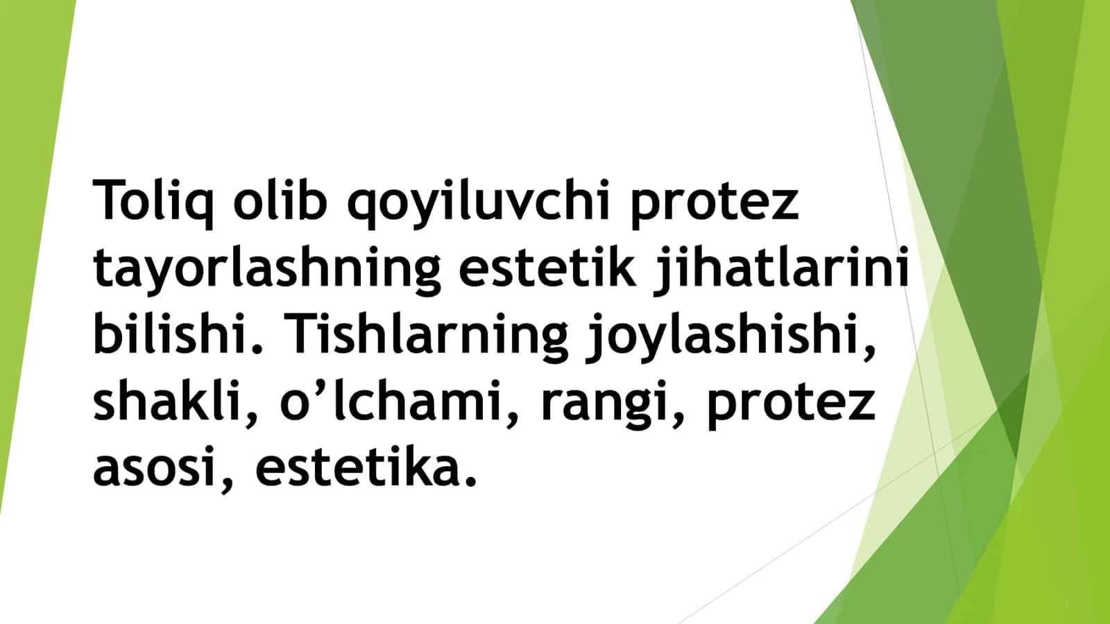 Toliq olib qoyiluvchi protez tayorlashning estetik jihatlari 1