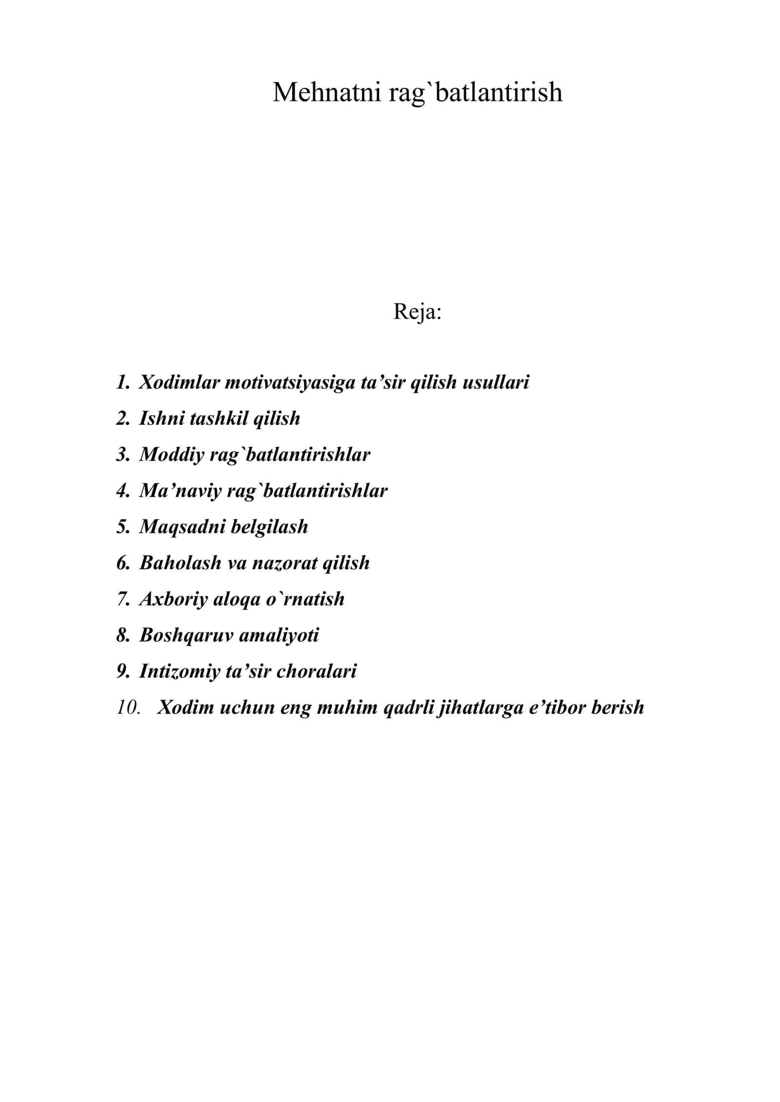 Mehnatni rag`batlantirish 1