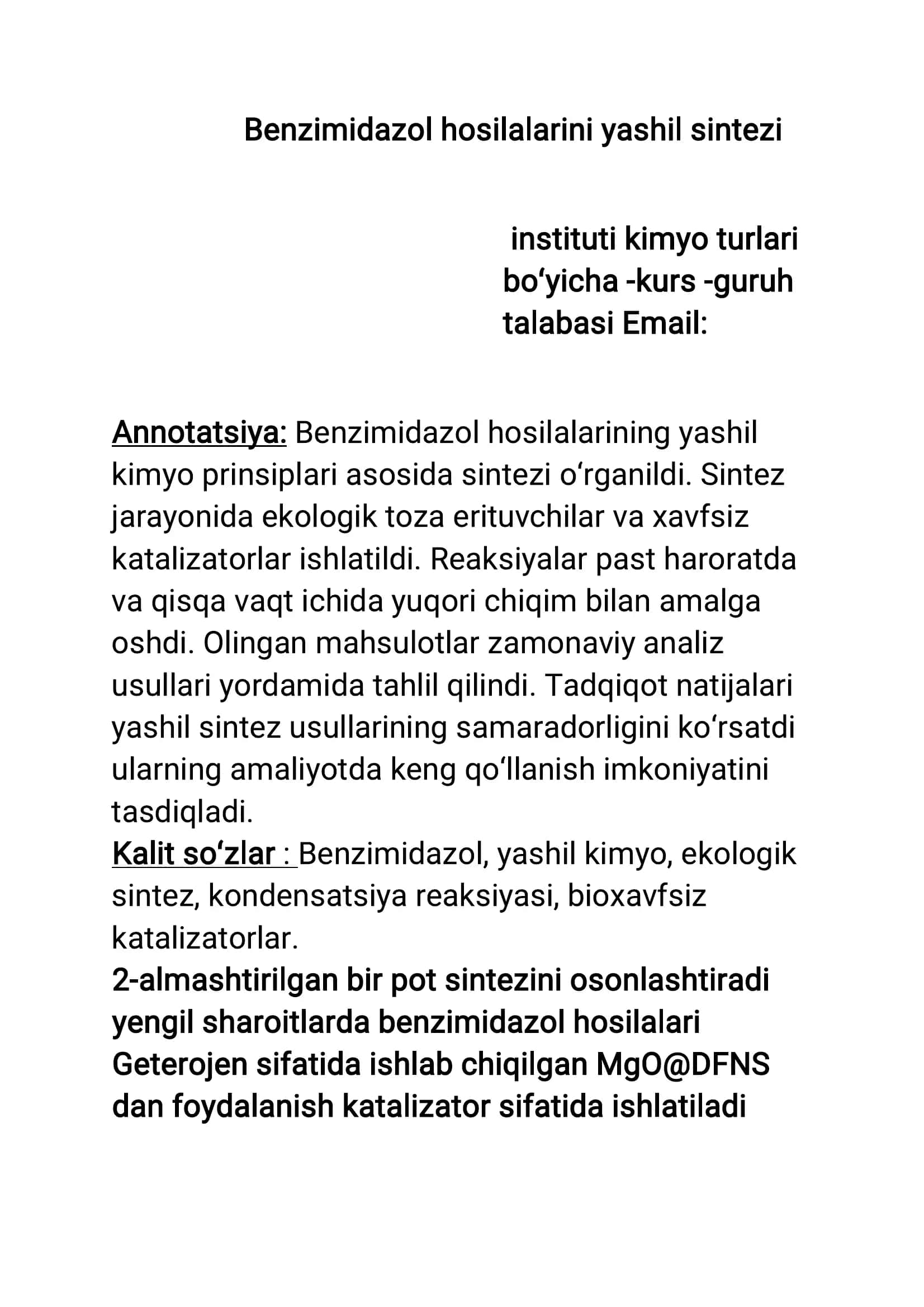 Organik kimyo Tezis 1