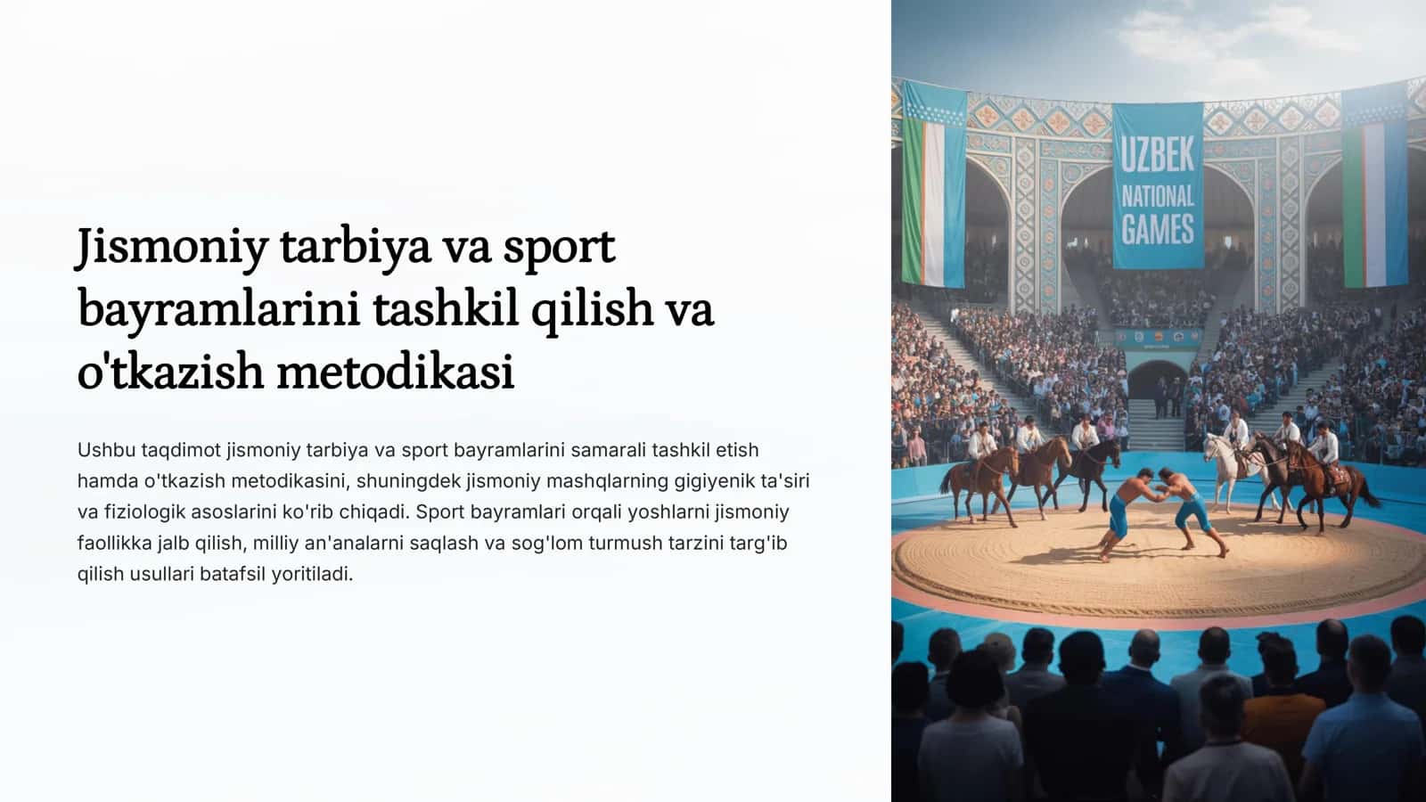 Jismoniy tarbiya va sport bayramlarini tashkil qilish va o'tkazish metodikasi 1
