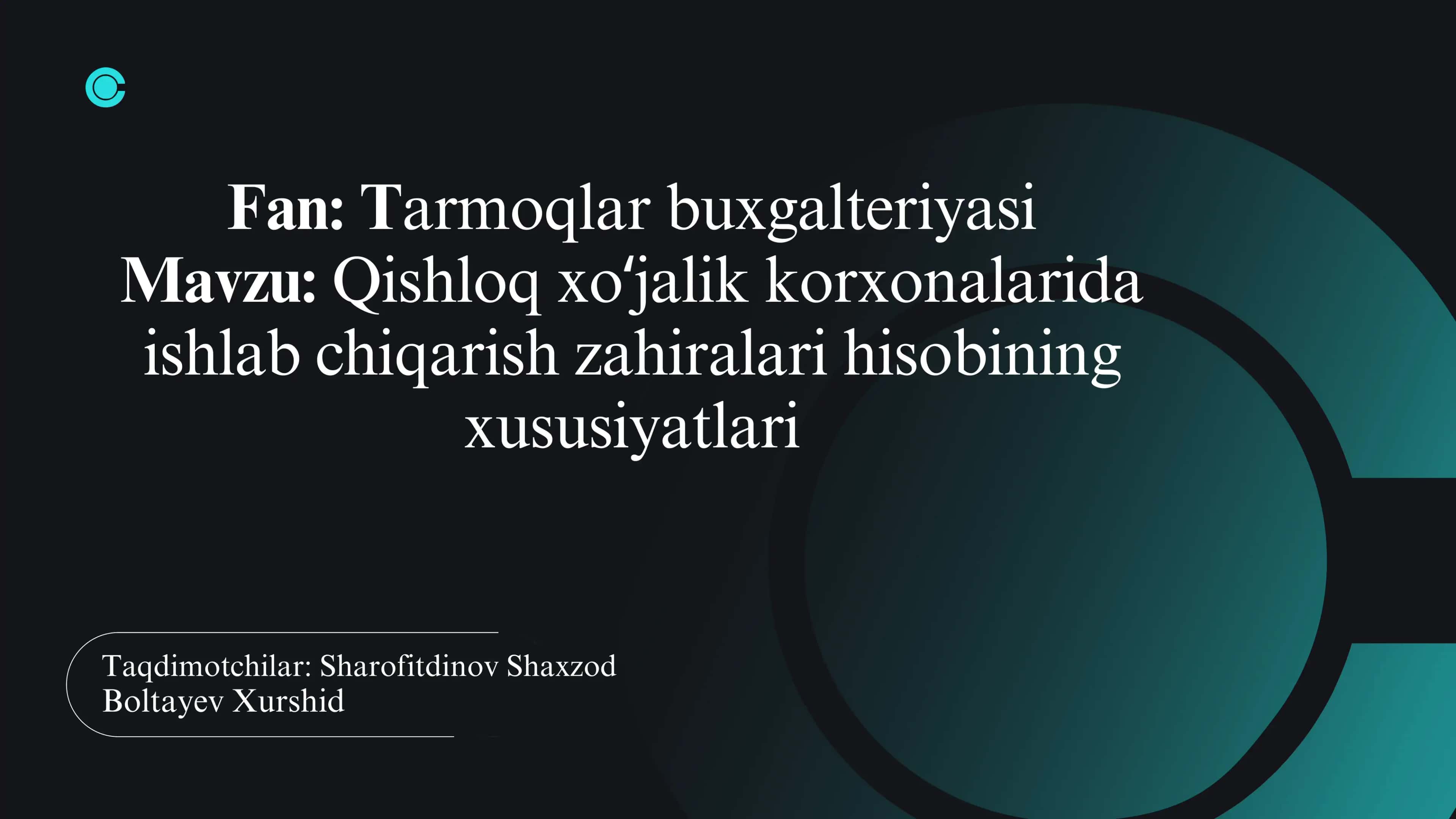 Qishloq xoʻjalik korxonalarida ishlab chiqarish zahiralarining tasnifi, tavsifi va baholanishi 1