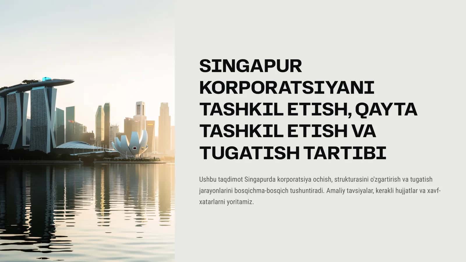SINGAPUR KORPORATSIYANI TASHKIL ETISH, QAYTA TASHKIL ETISH VA TUGATISH TARTIBI 1