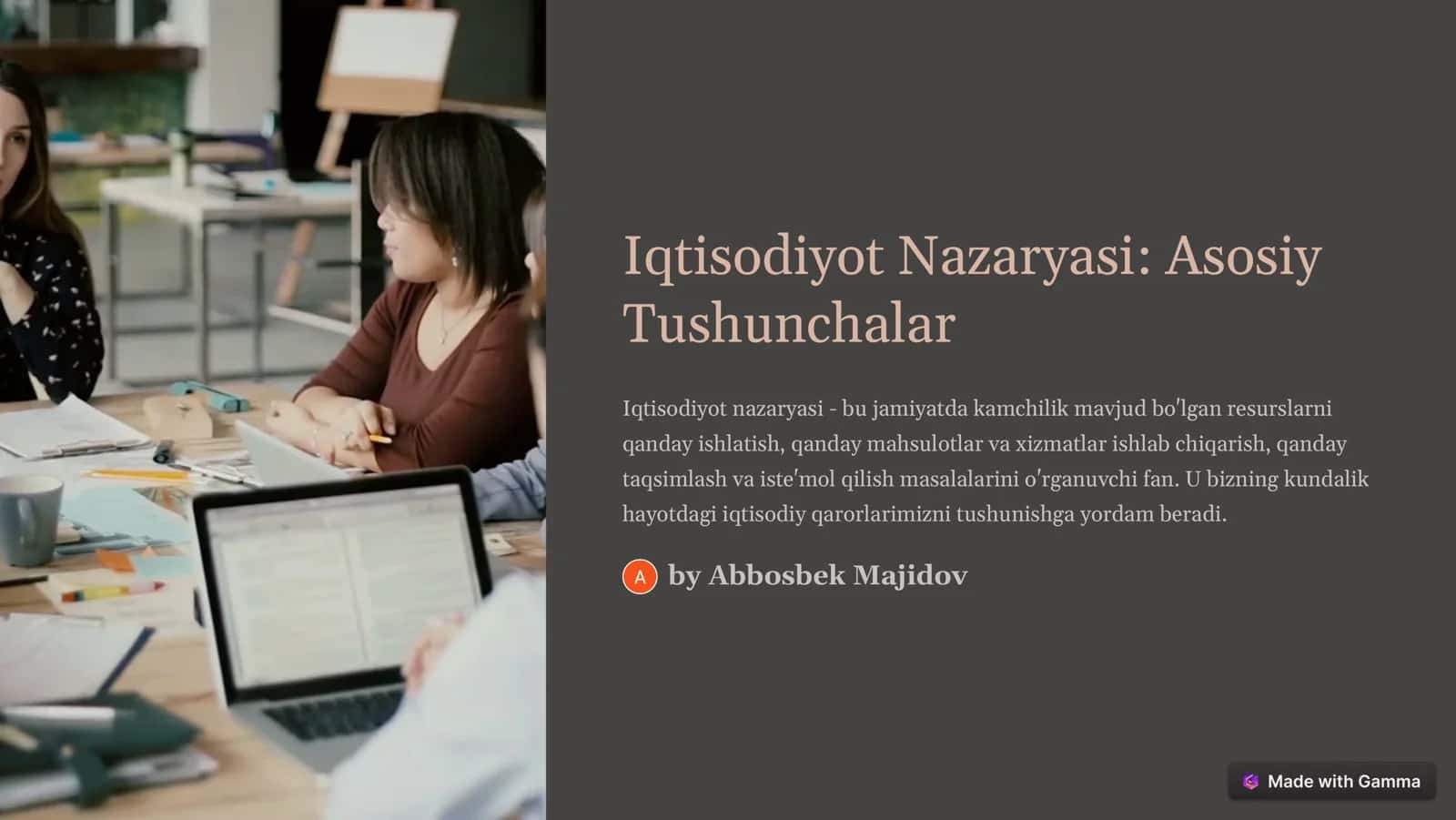 Iqtisodiyot Nazaryasi: Asosiy 1