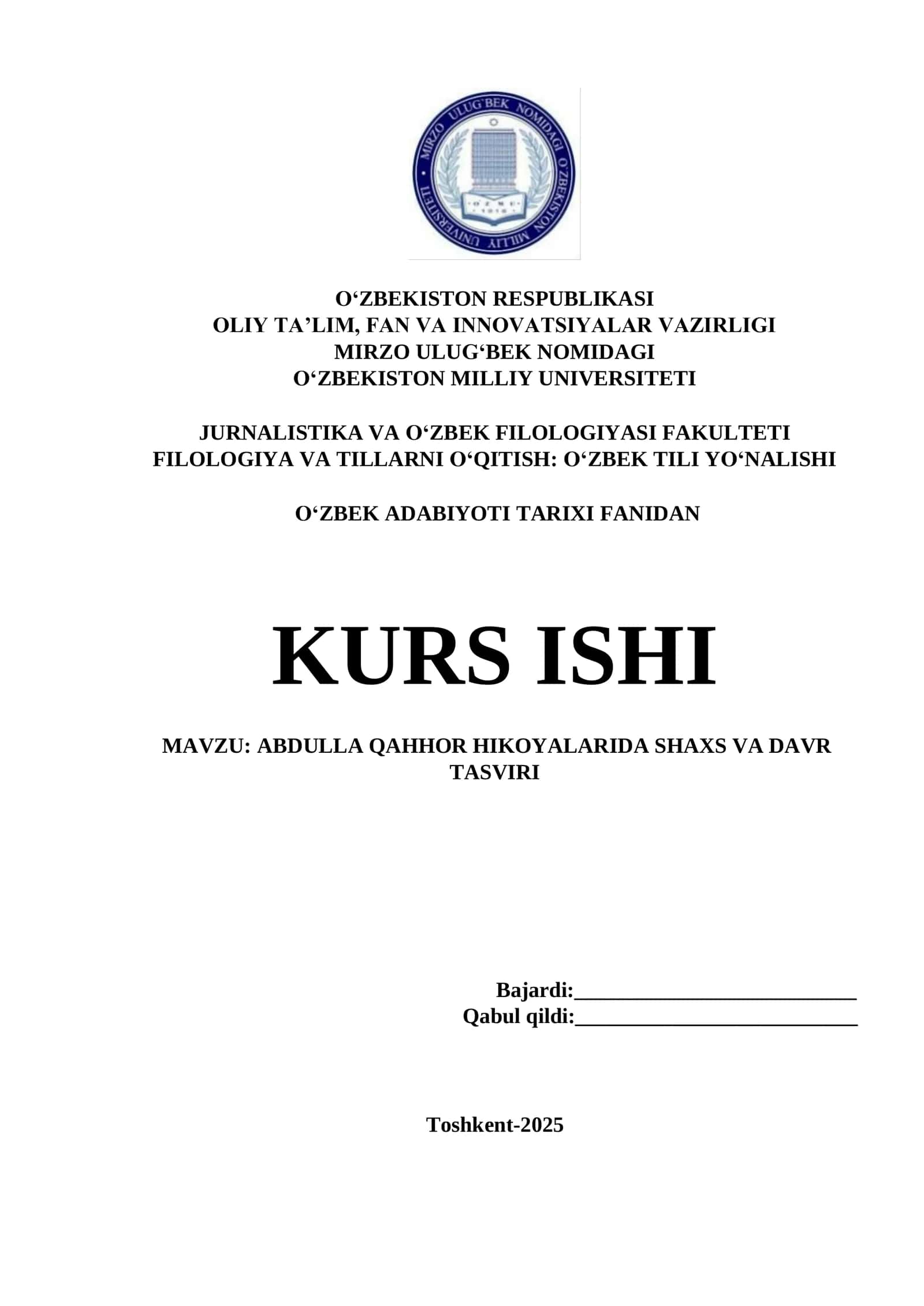 ABDULLA QAHHOR HIKOYALARIDA SHAXS VA DAVR TASVIRI 1