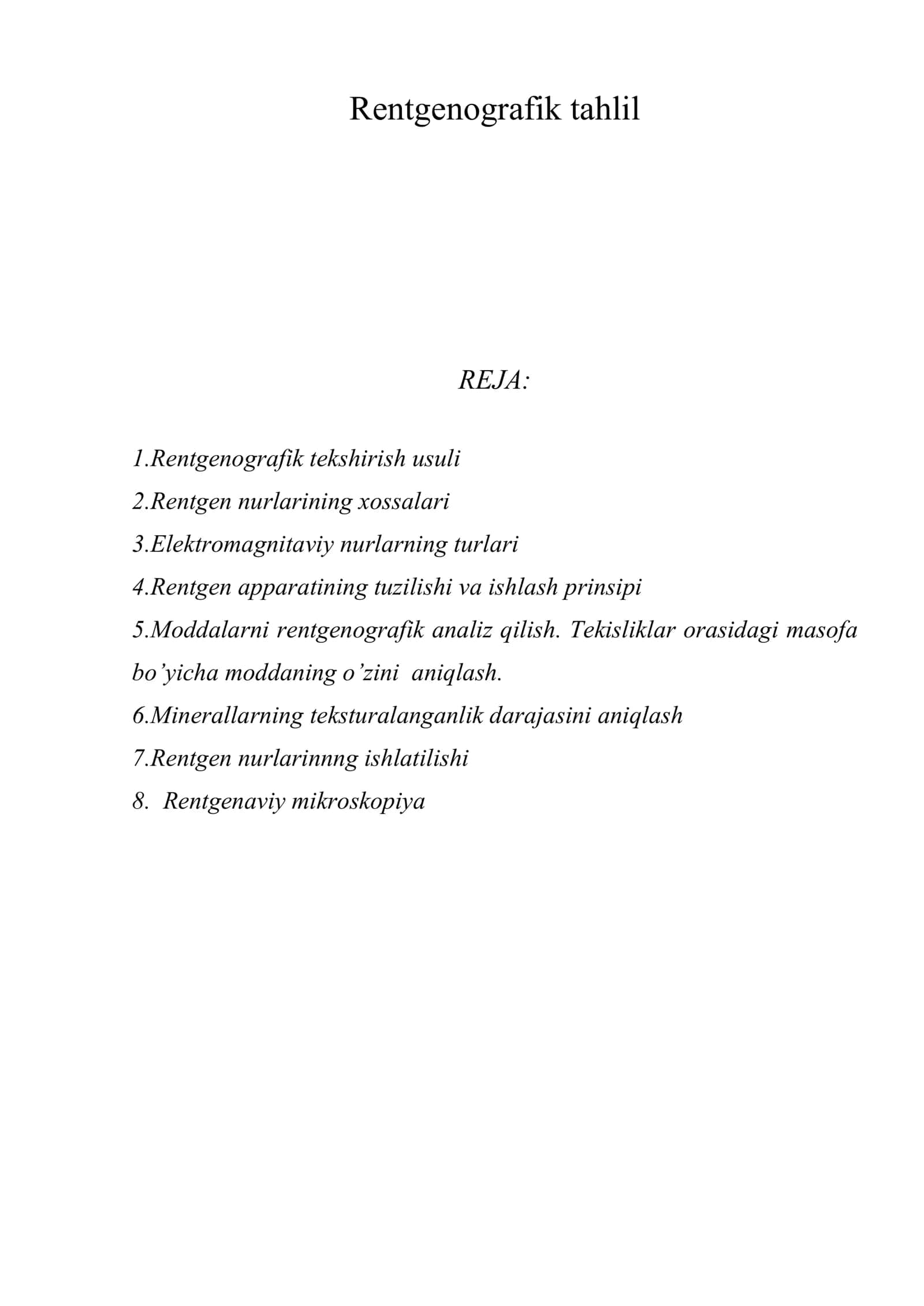 Rеntgеnоgrаfik tаhlil 1