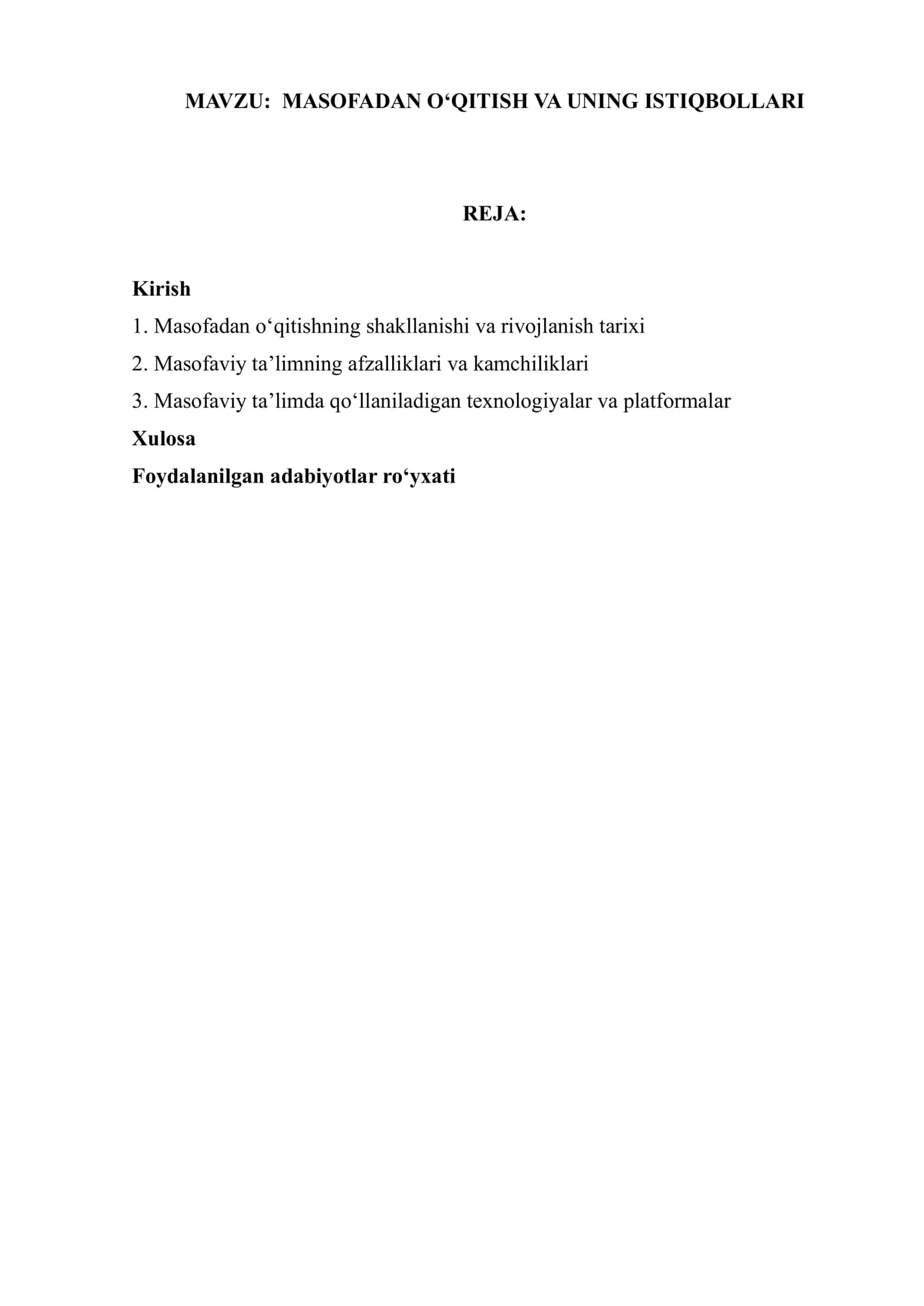 MASOFADAN OʻQITISH VA UNING ISTIQBOLLARI 1