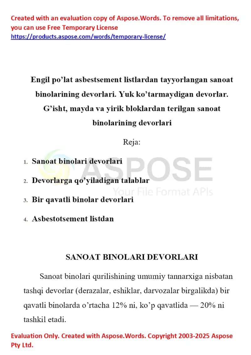 Sanoat binolari devorlari 1