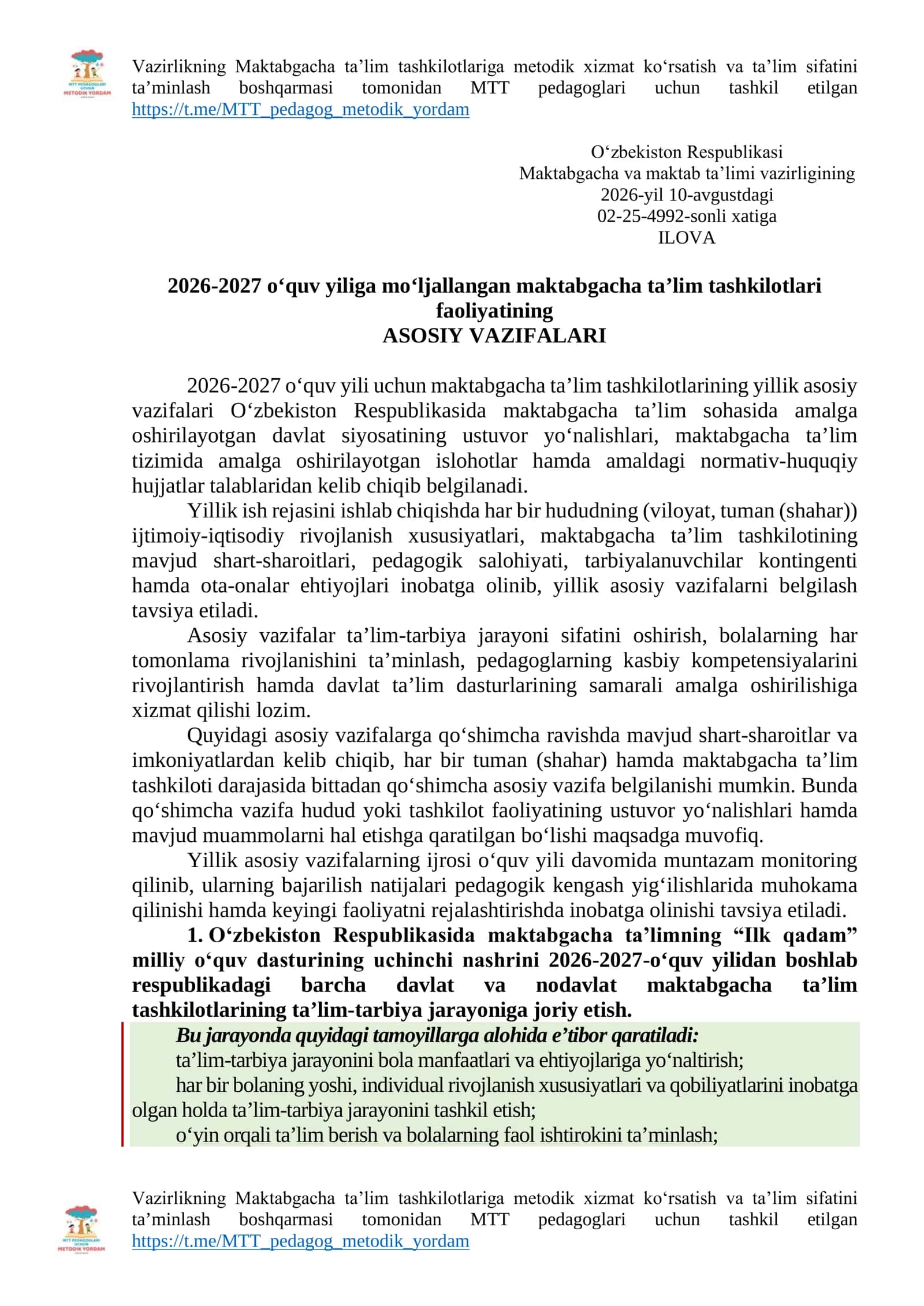 Pedagoglari uchun MTT metodik xizmatlar 1