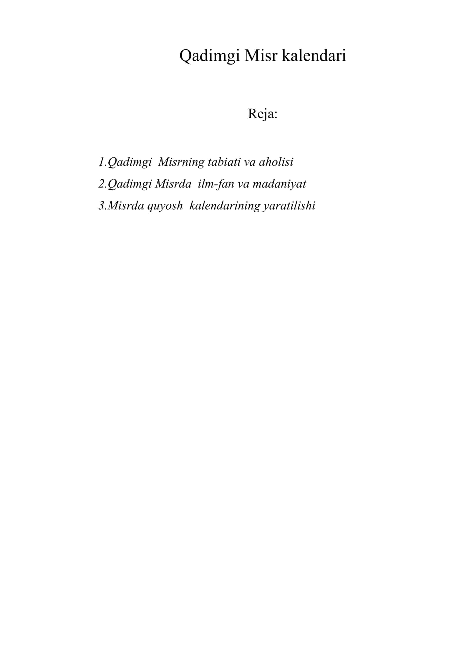 Qadimgi Misr kalendari 1