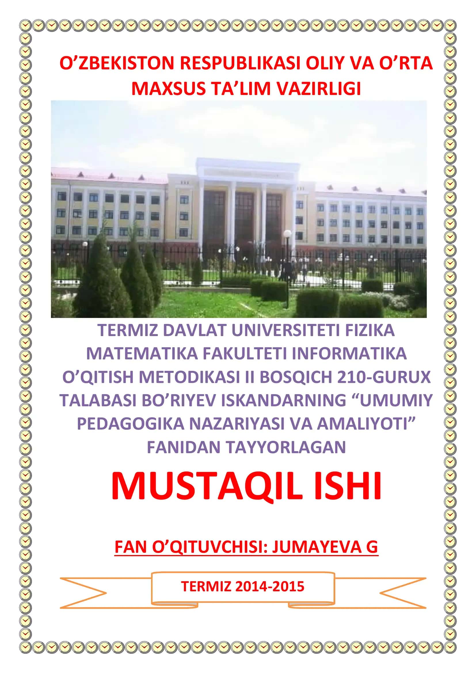UMUMIY PEDAGOGIKA NAZARIYASI VA AMALIYOTI 1