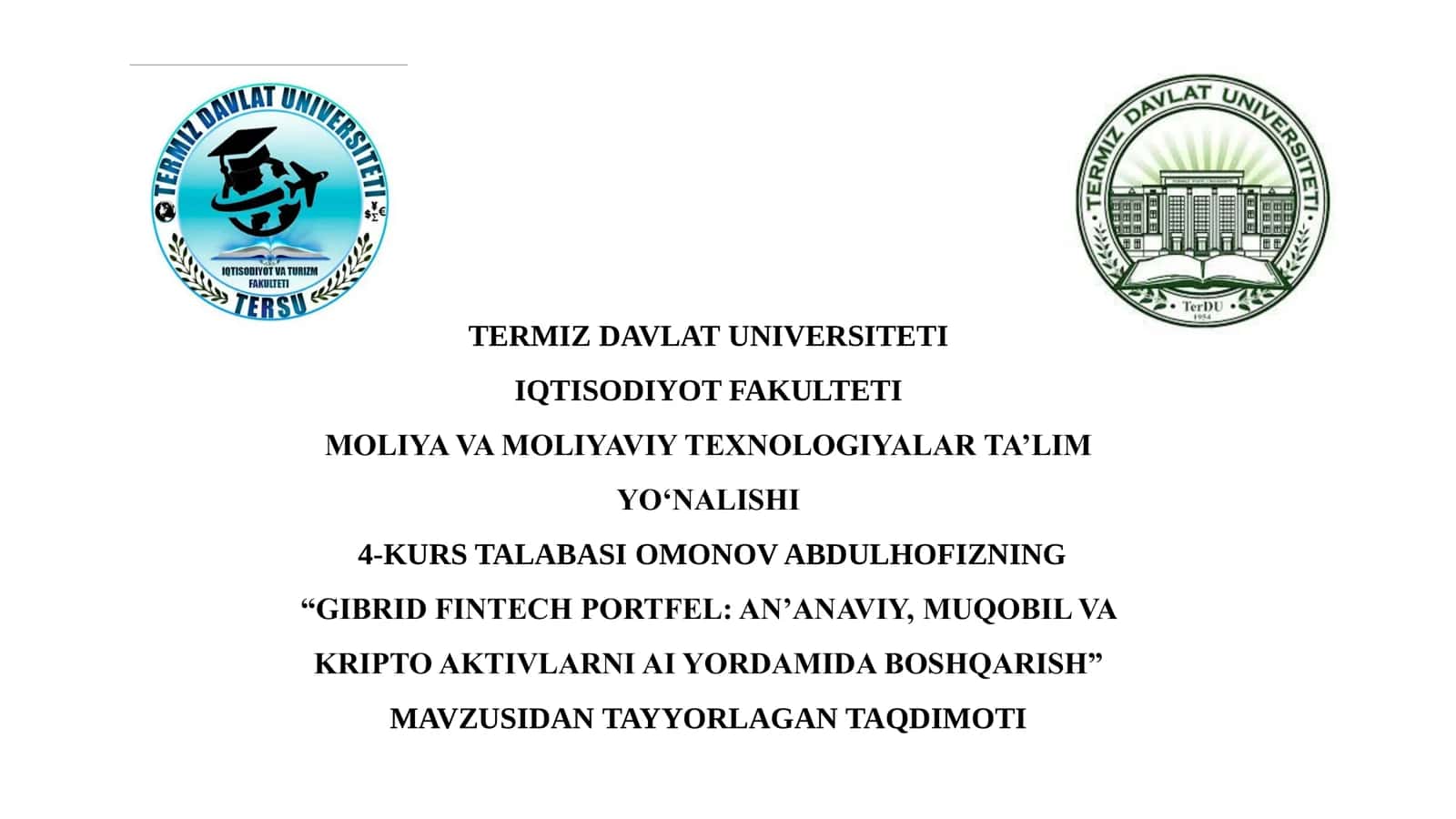 GIBRID FINTECH PORTFEL: AN’ANAVIY, MUQOBIL VA KRIPTO AKTIVLARNI AI YORDAMIDA BOSHQARISH 1