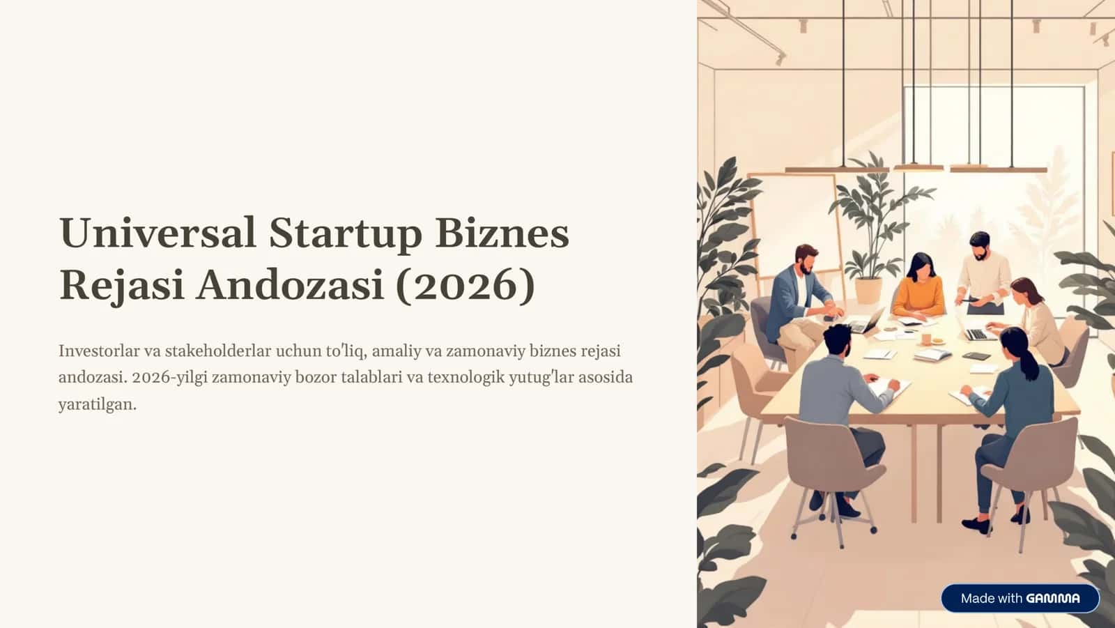 Universal Startup Biznes Rejasi Andozasi (2026) 1
