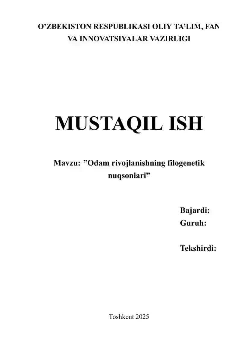 Odamda rivojlanishning filogenetik nuqsonlari