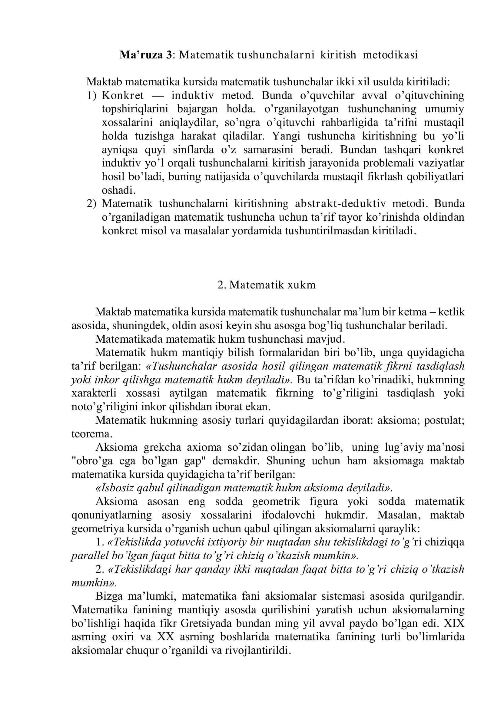 Matematik tushunchalarni kiritish metodikasi 1