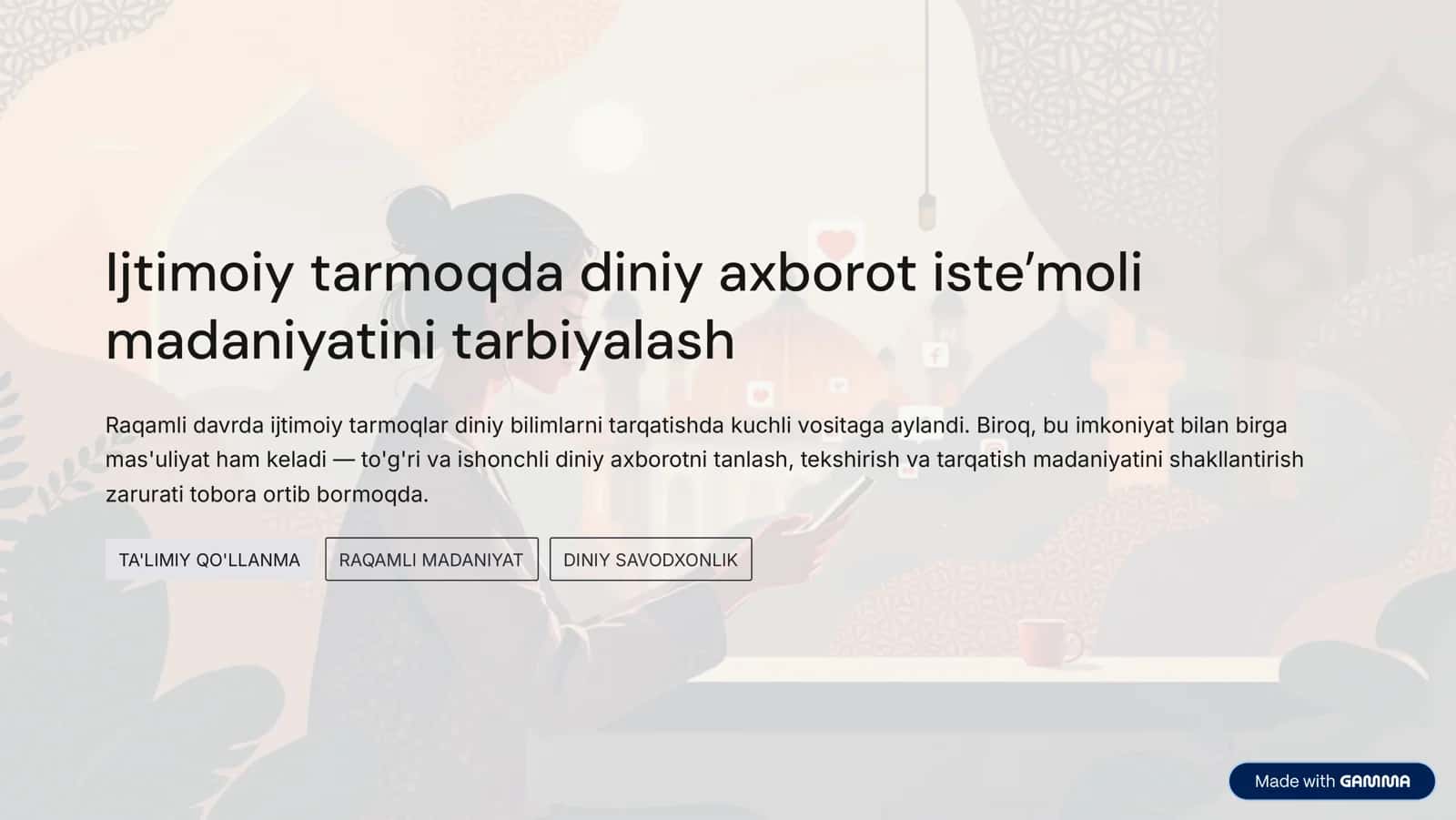 Ijtimoiy tarmoqda diniy axborot isteʼmoli madaniyatini tarbiyalash 1