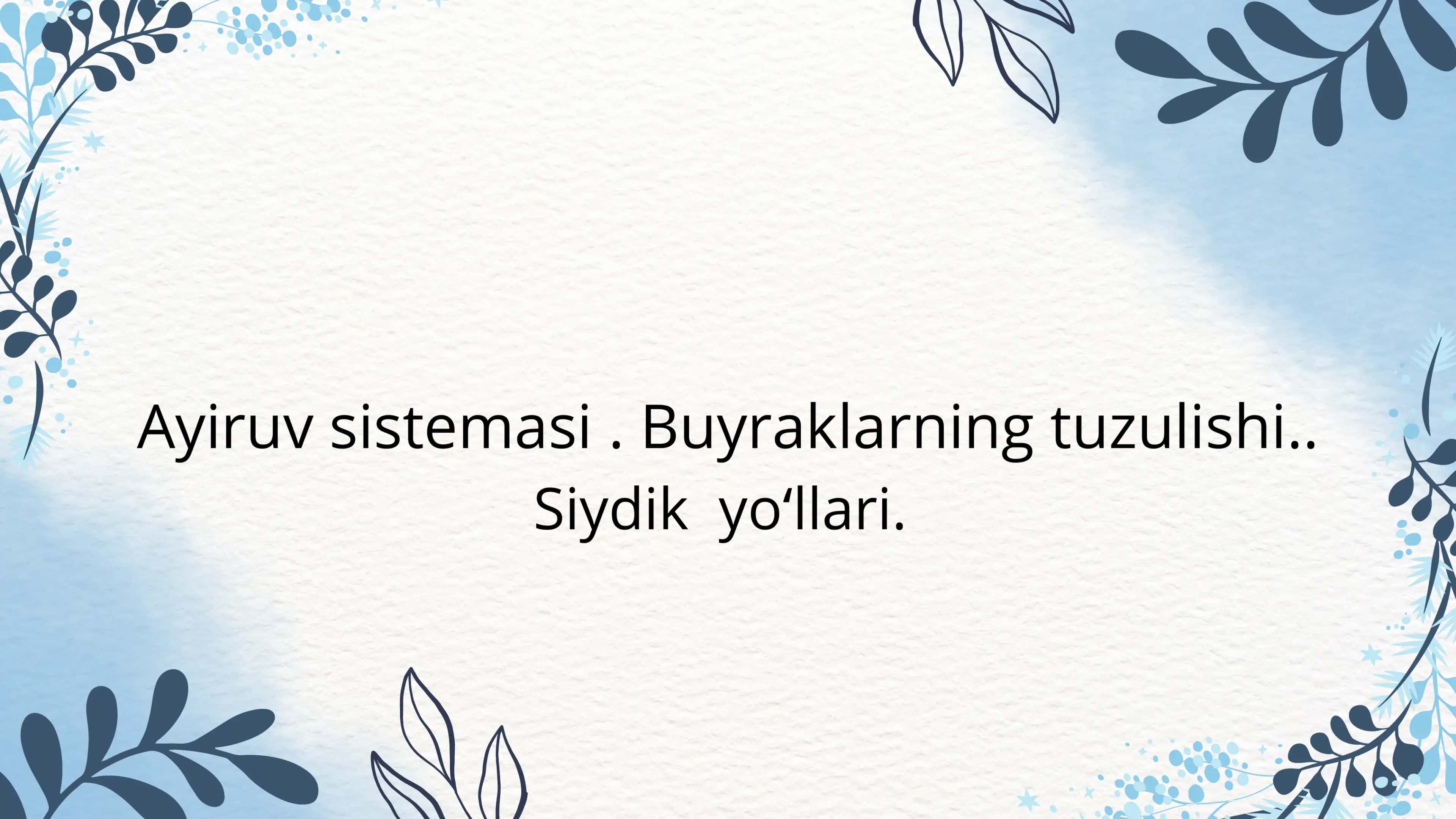 Ayiruv sistemasi,buyraklar 1