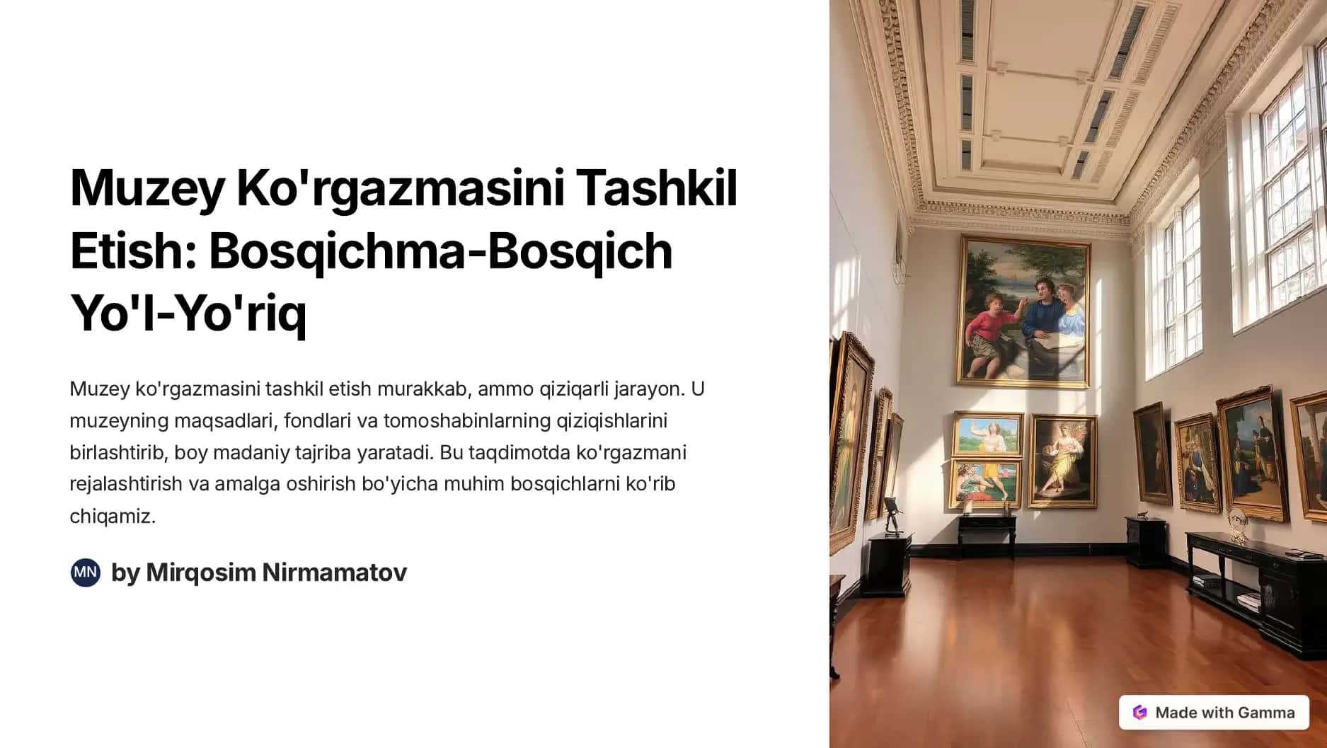 Muzey Ko'rgazmasini Tashkil Etish 1