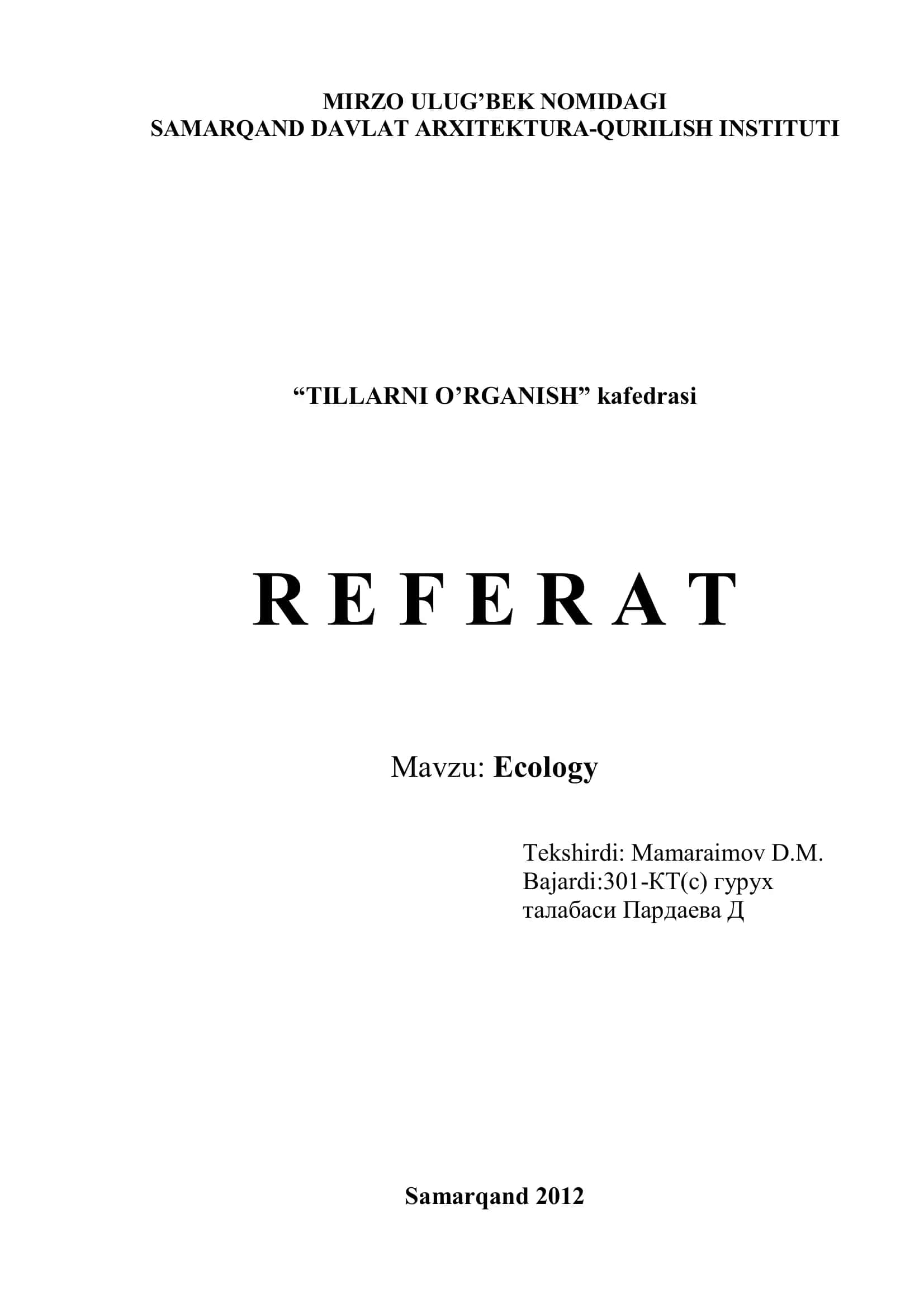 Ecology 1
