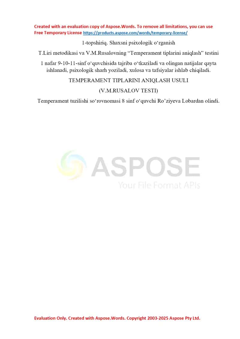 Temprament tajriba psixologik 1