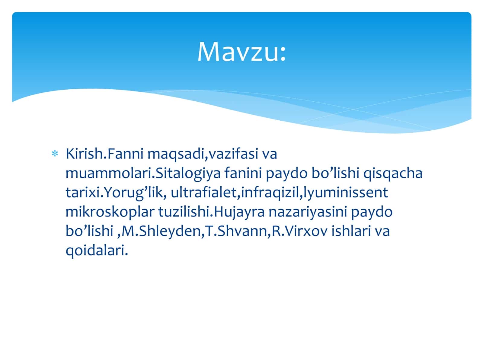 Sitologiya fanining sohalari va bо‘limlari 1