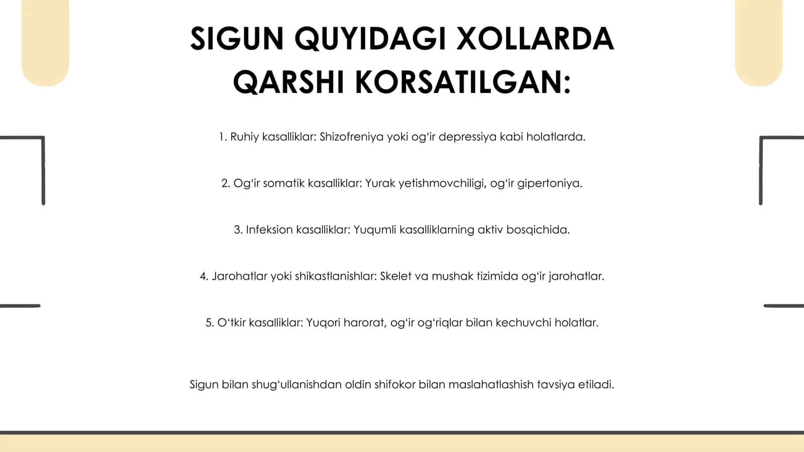 Sigun quyidagi xollarda qarshi korsatilgan 1