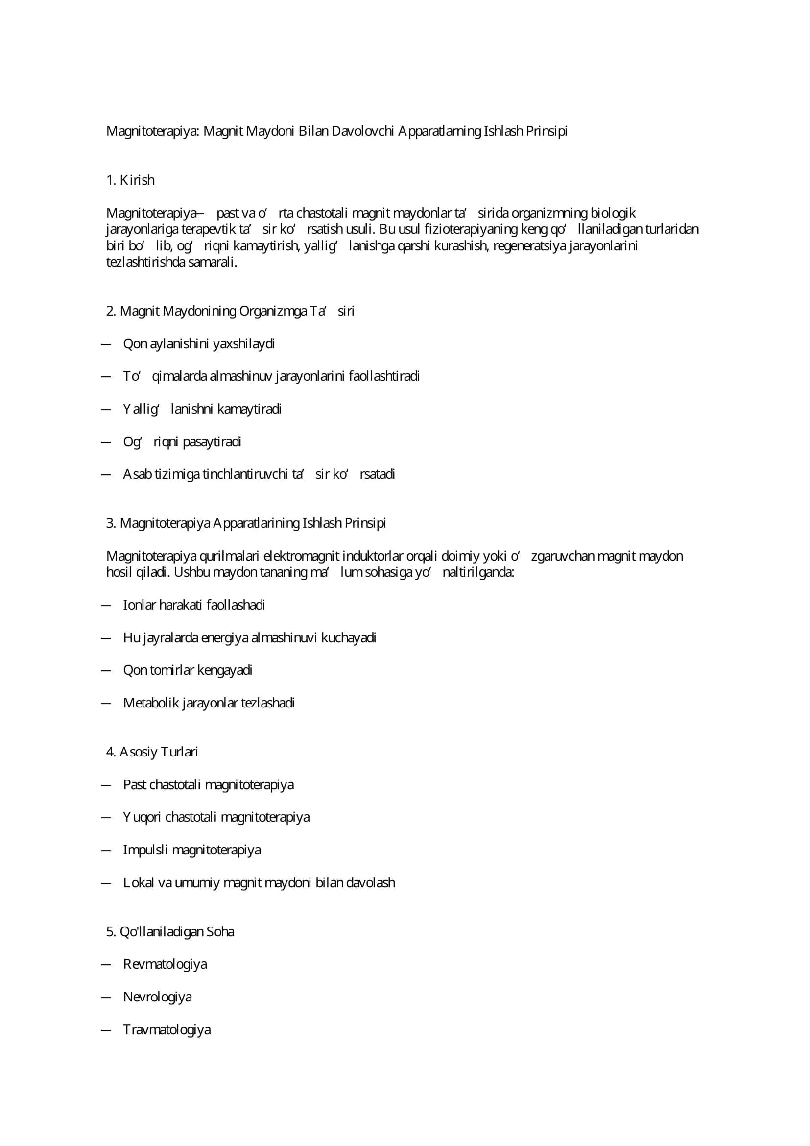 Magnitoterapiya: Magnit Maydoni Bilan Davolovchi Apparatlarning Ishlash Prinsipi 1