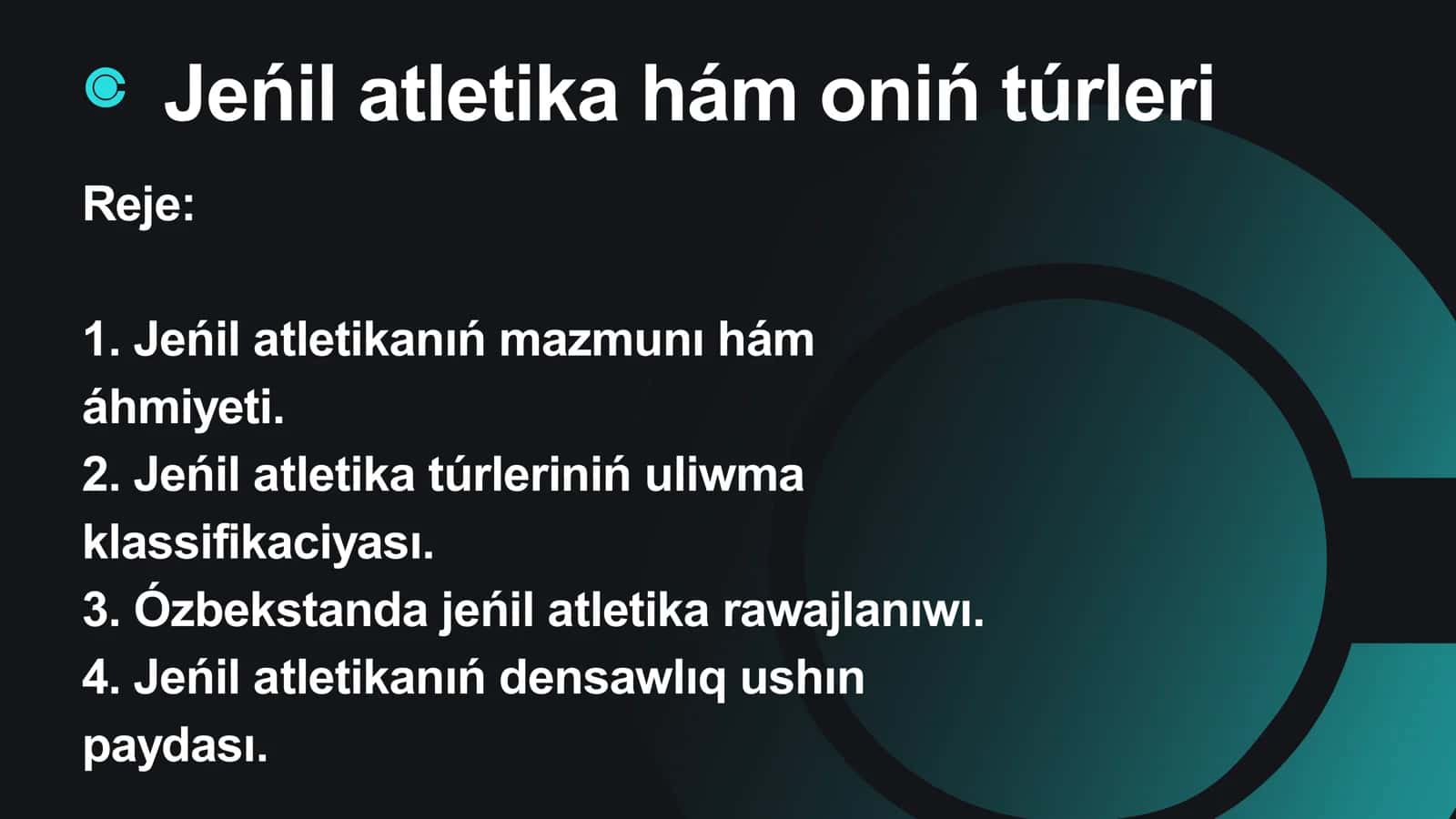 Jeńil atletika hám oniń túrleri 1