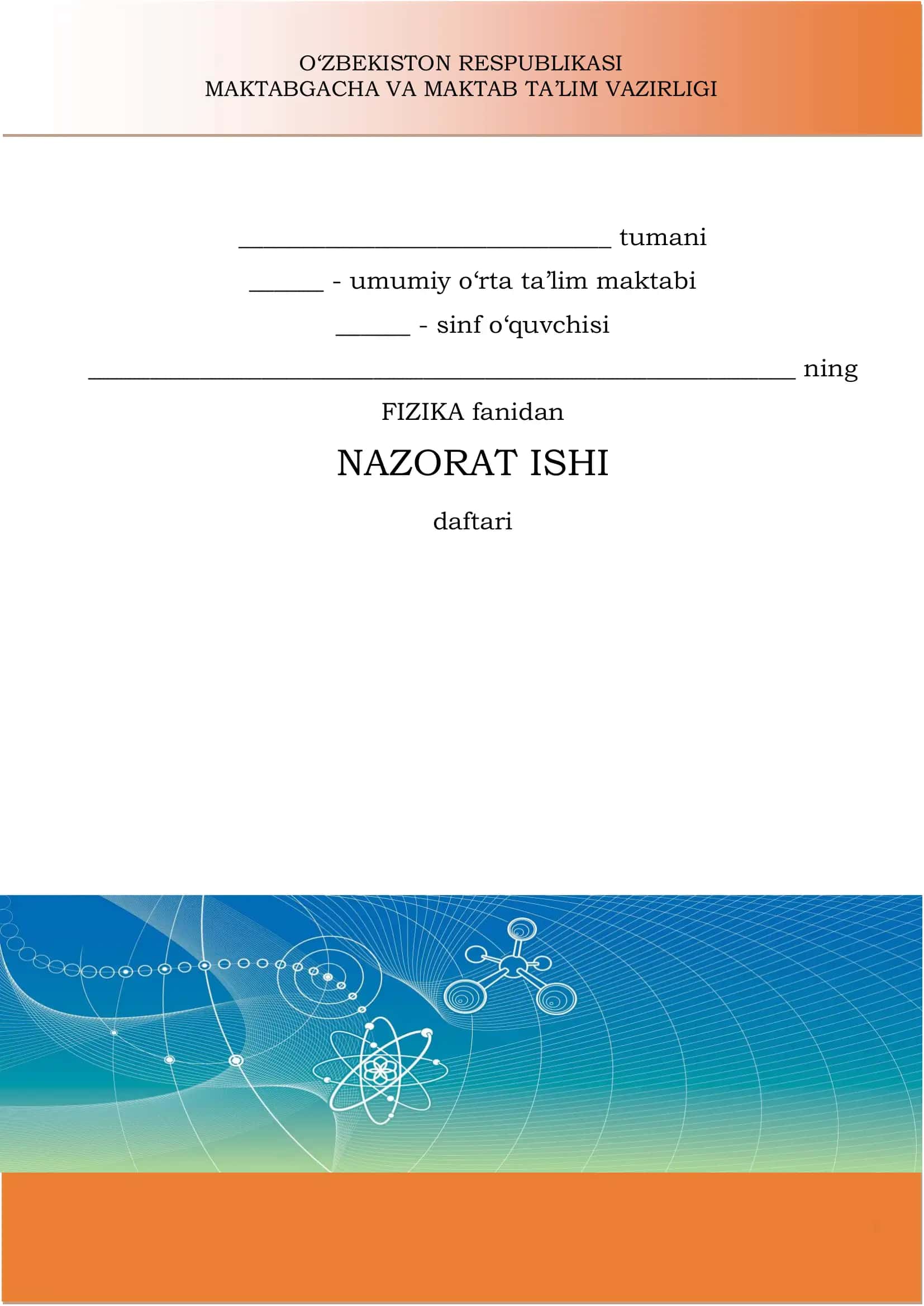 9-sinf fizika nazorat ishi 1